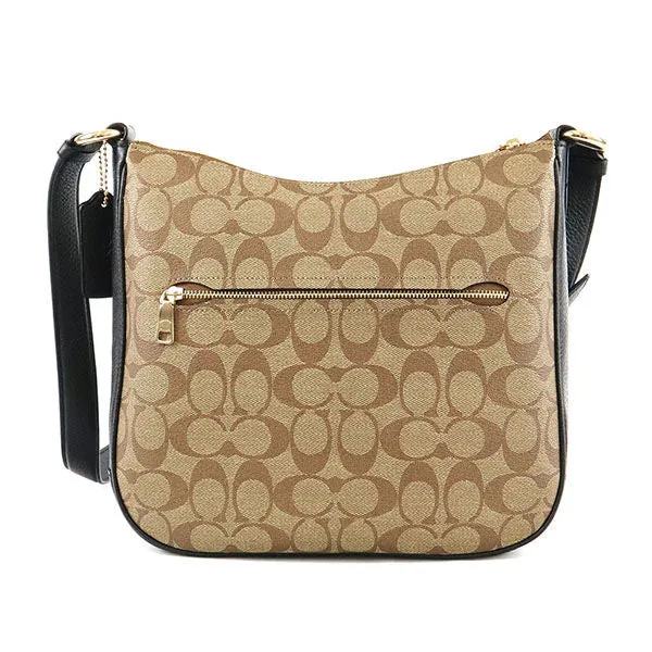 Coach Shoulder Bag Ladies Signature Crossbody Beige Black C1649 IMCBI