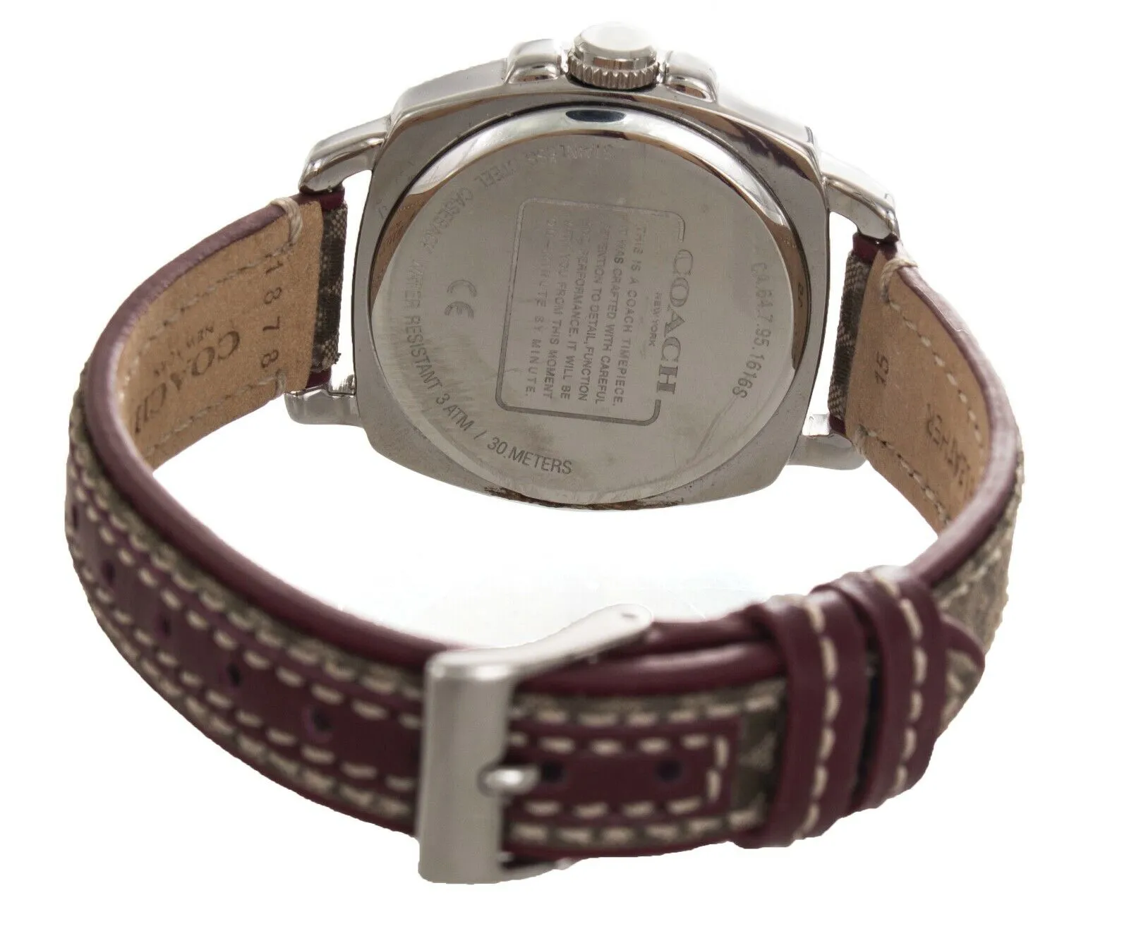 Coach Silver Dial Brown Leather Band Diamond Watch CA.64.7.95.1616S