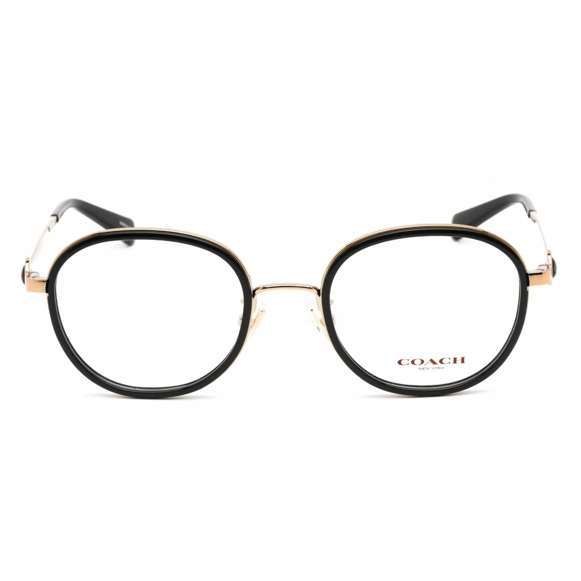 Coach Women's Eyeglasses - Clear Demo Lens Black/Gold Metal Round Frame | 0HC5129 5002