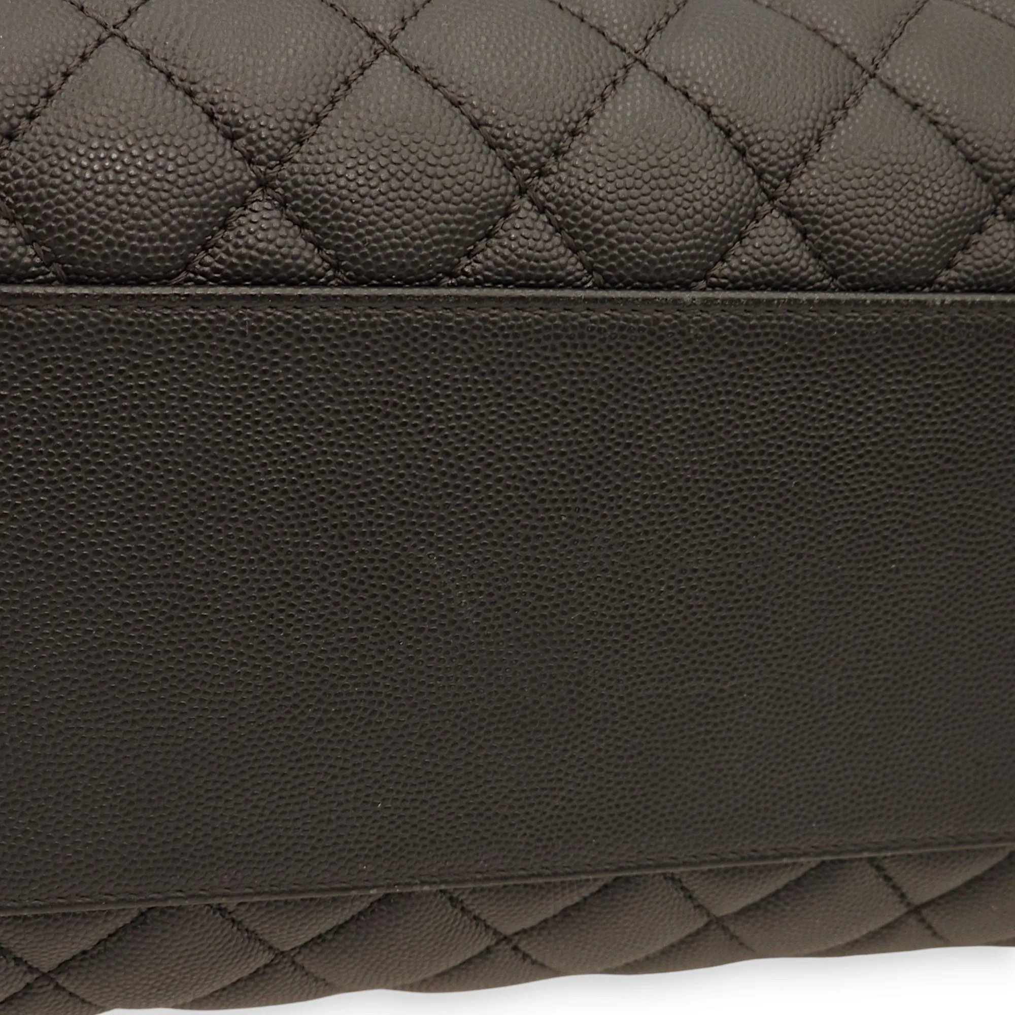 Coco Large Black Top Handle Bag in Caviar Leather, Gold hardware