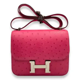 Constance 18 Rose Tyrien in Ostrich, Palladium hardware