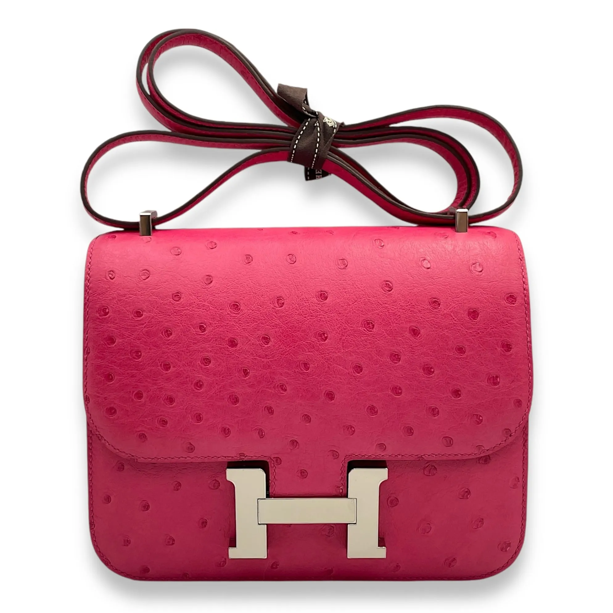 Constance 18 Rose Tyrien in Ostrich, Palladium hardware