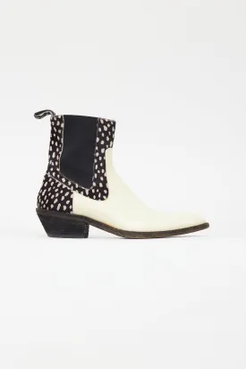 Cream & Black Patent Chelsea Boot
