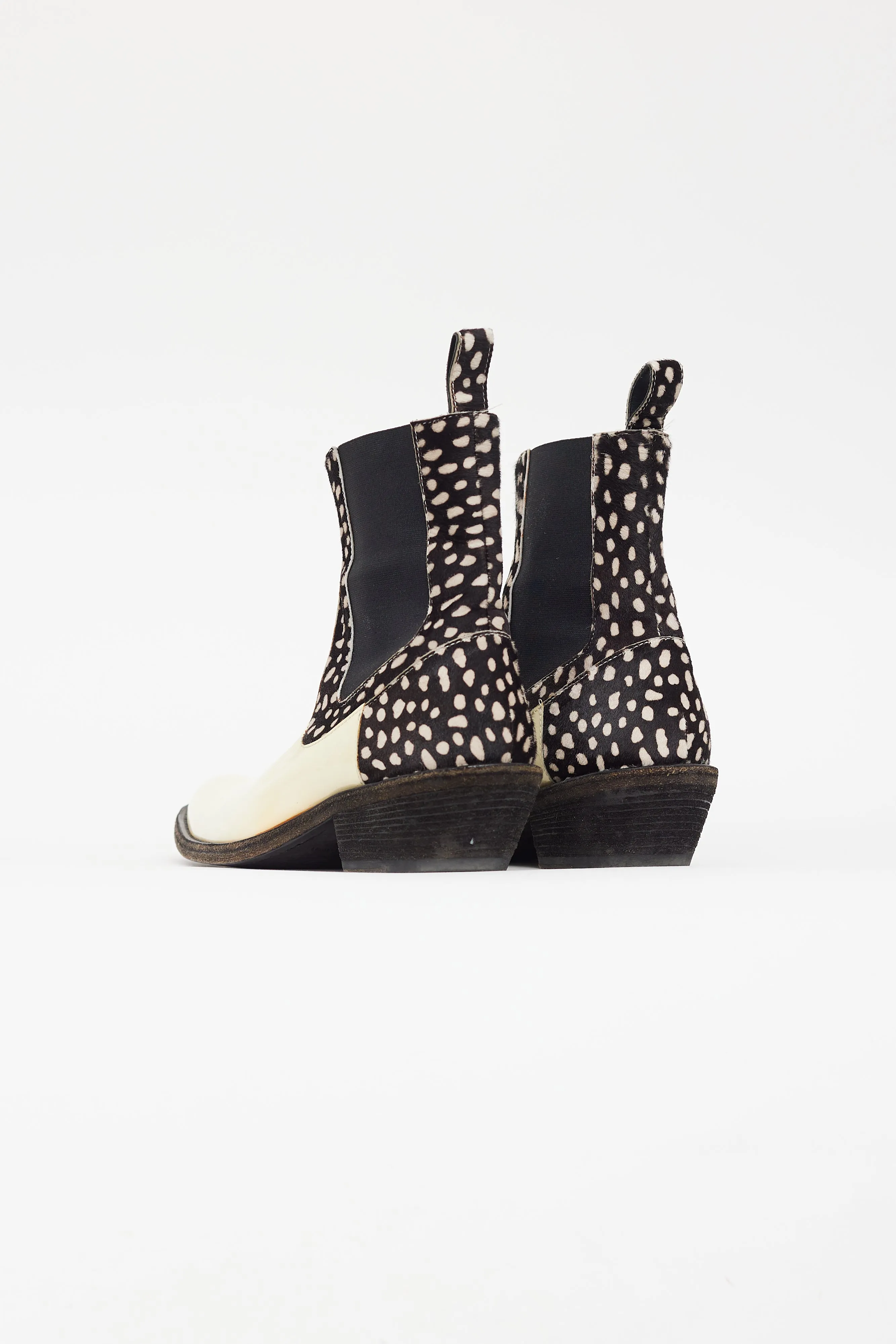 Cream & Black Patent Chelsea Boot