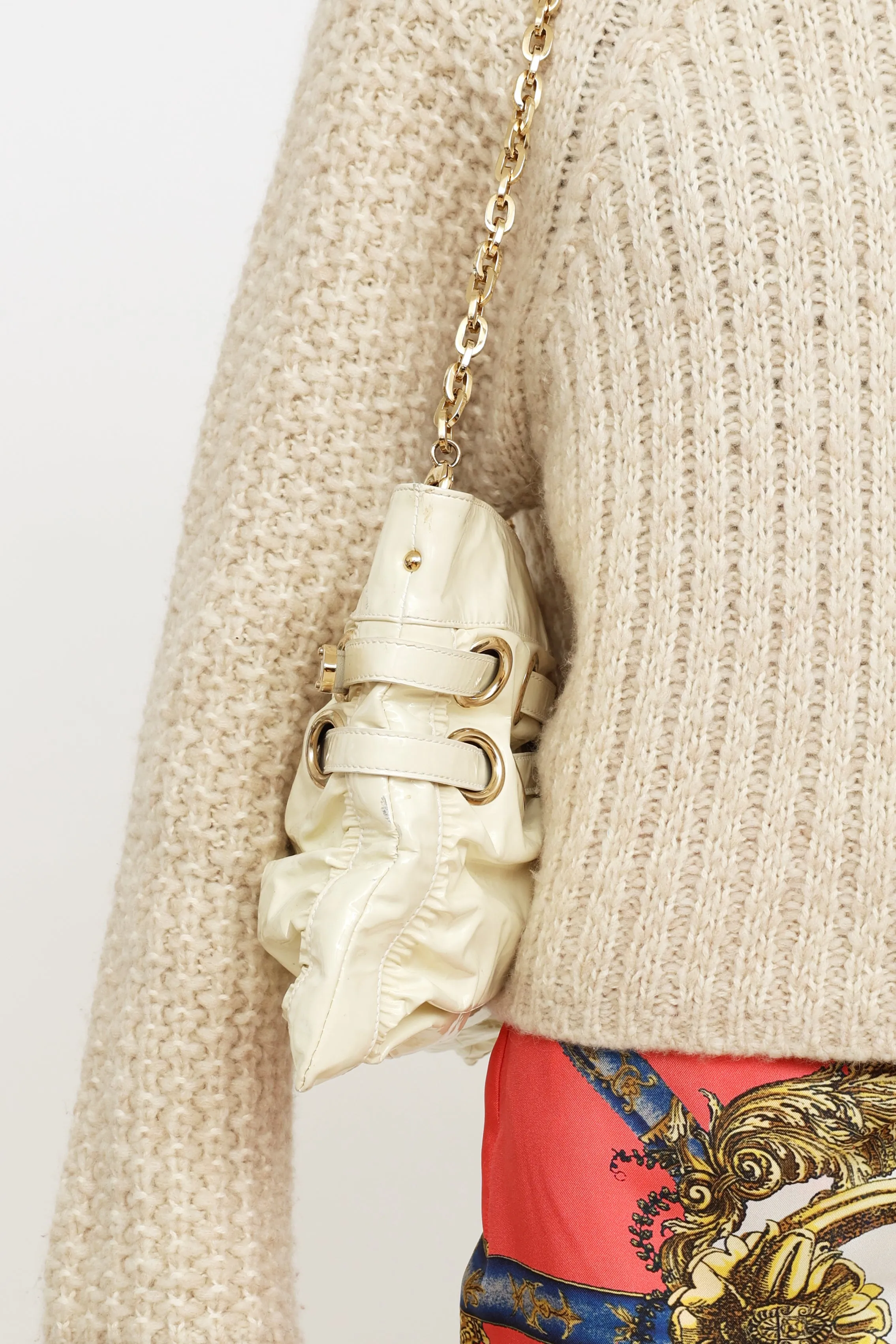 Cream Patent Riki Chain Bag