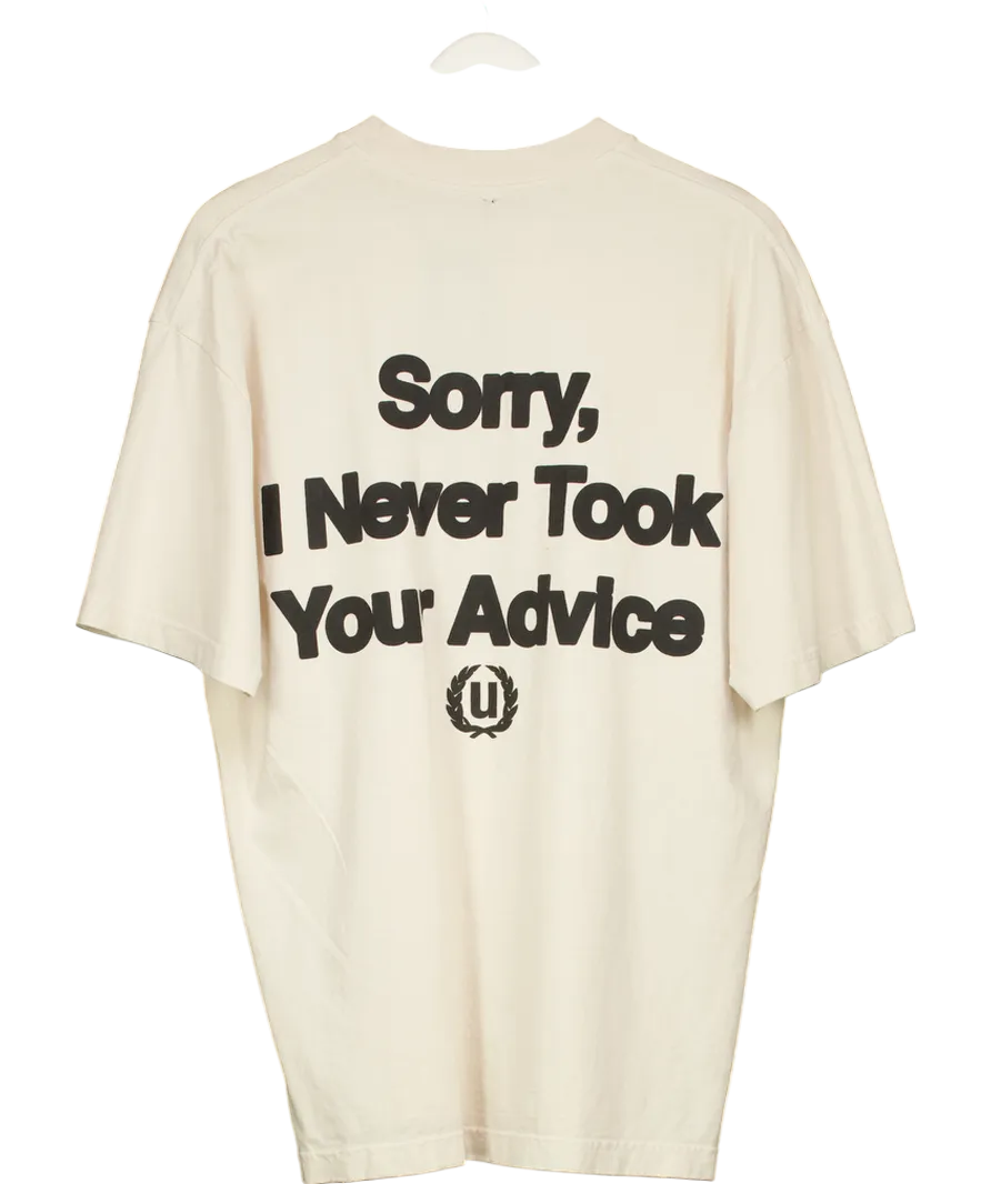 Cream Slogan T-shirt UK L