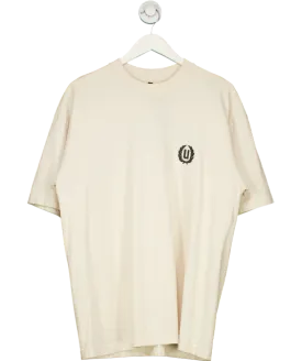 Cream Slogan T-shirt UK L