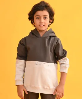 DARK AND LIGHT GREY TMR COLOR BLOCK FLEECE HOODIE - GREY