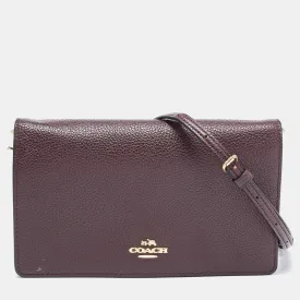 Dark Brown Pebbled Leather Hayden Foldover Clutch Bag