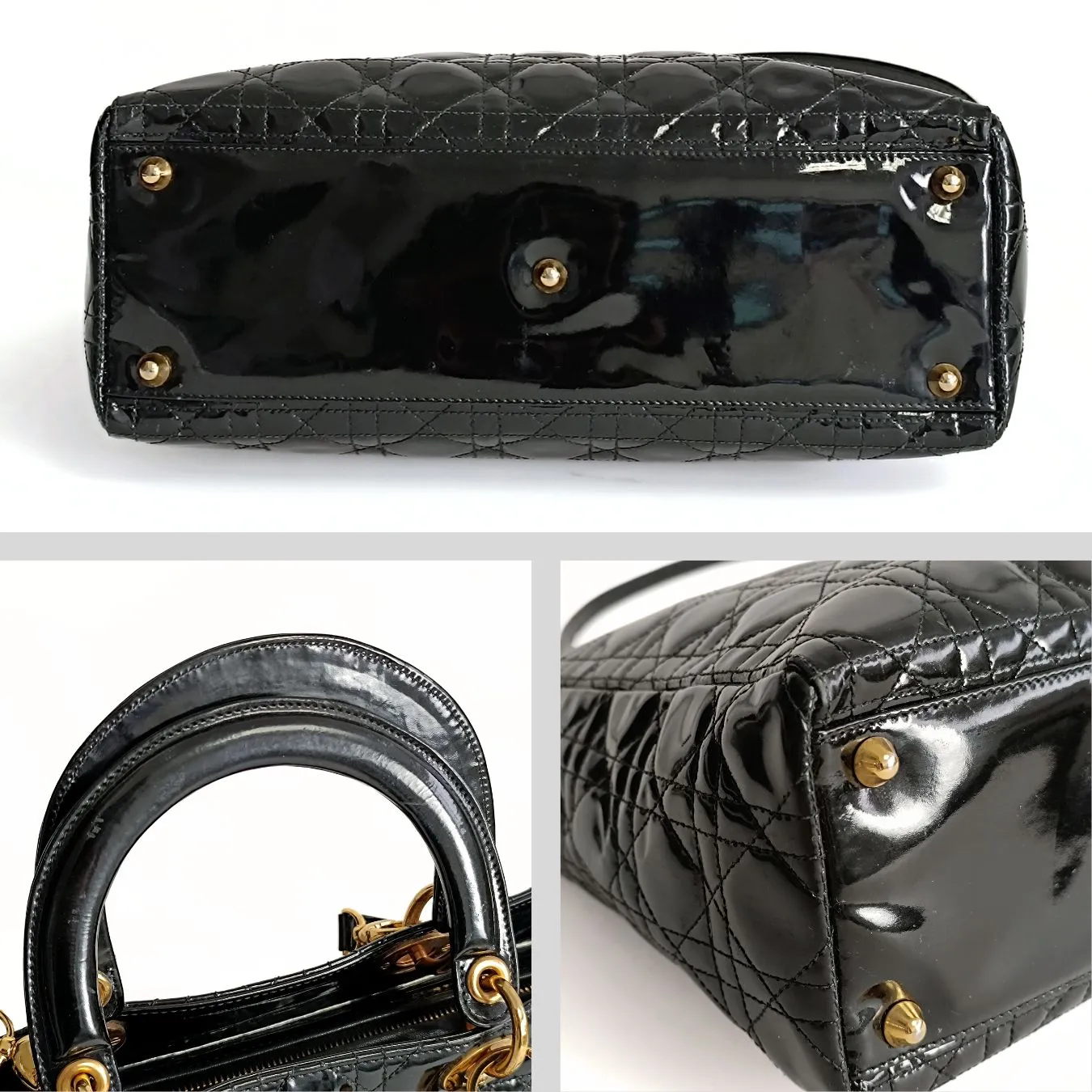 DIOR Dior Christian Dior Lady Dior Grande shoulder bag in black patent leather