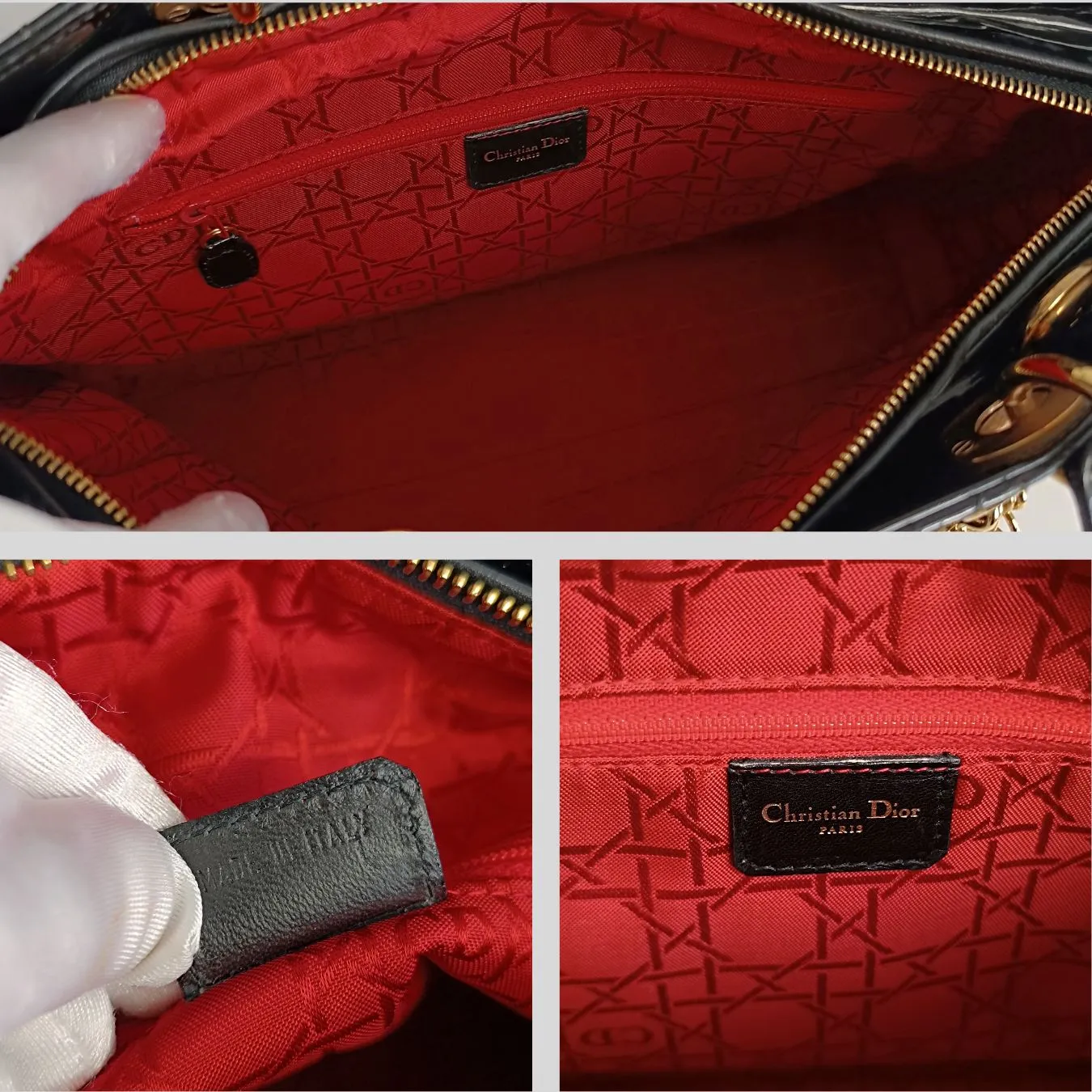 DIOR Dior Christian Dior Lady Dior Grande shoulder bag in black patent leather