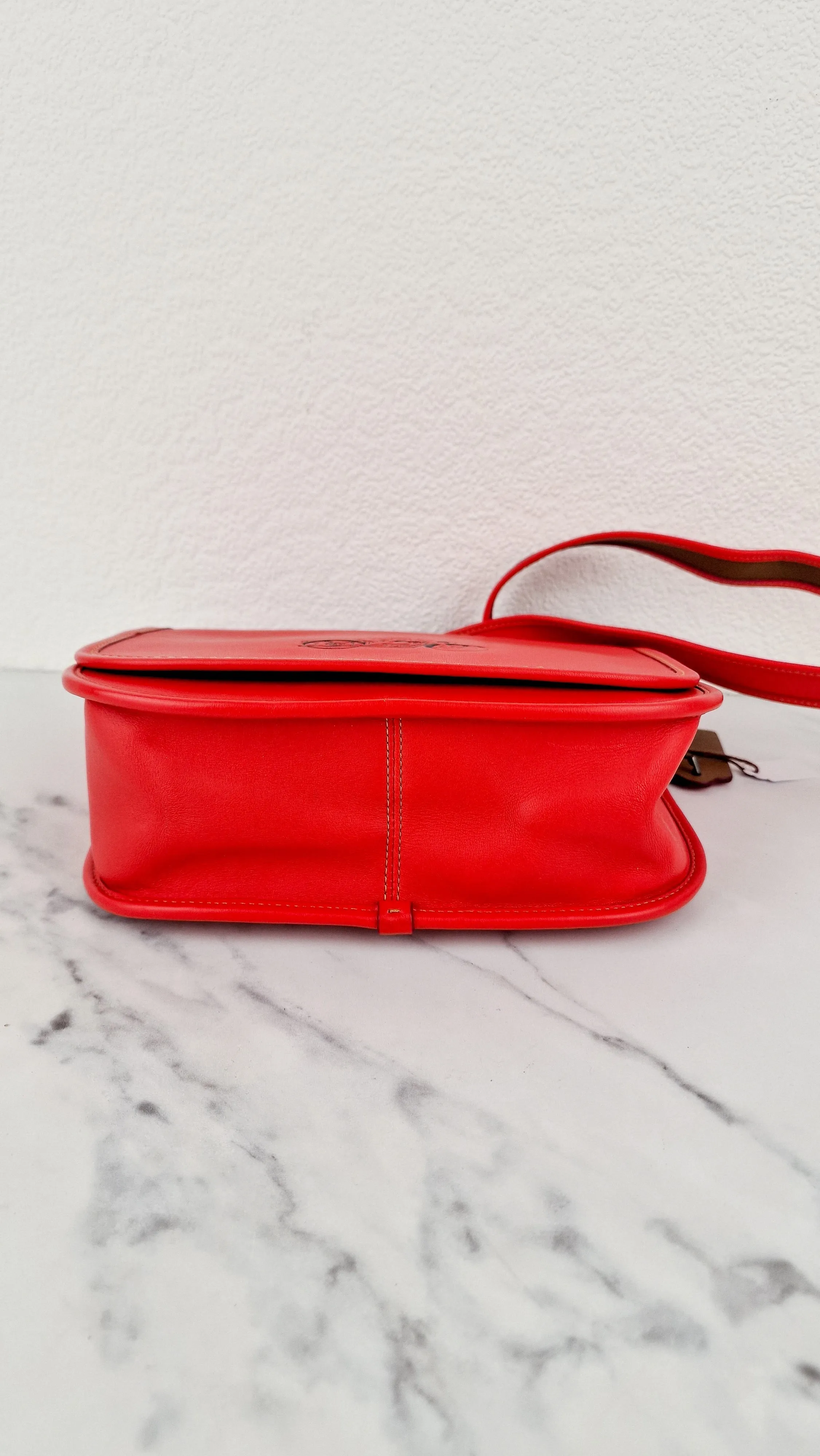 Disney X Coach Patricia Saddle Bag with Motocycle Mickey Mouse in Red Smooth Leather Crossbody Bag - Coach F59359