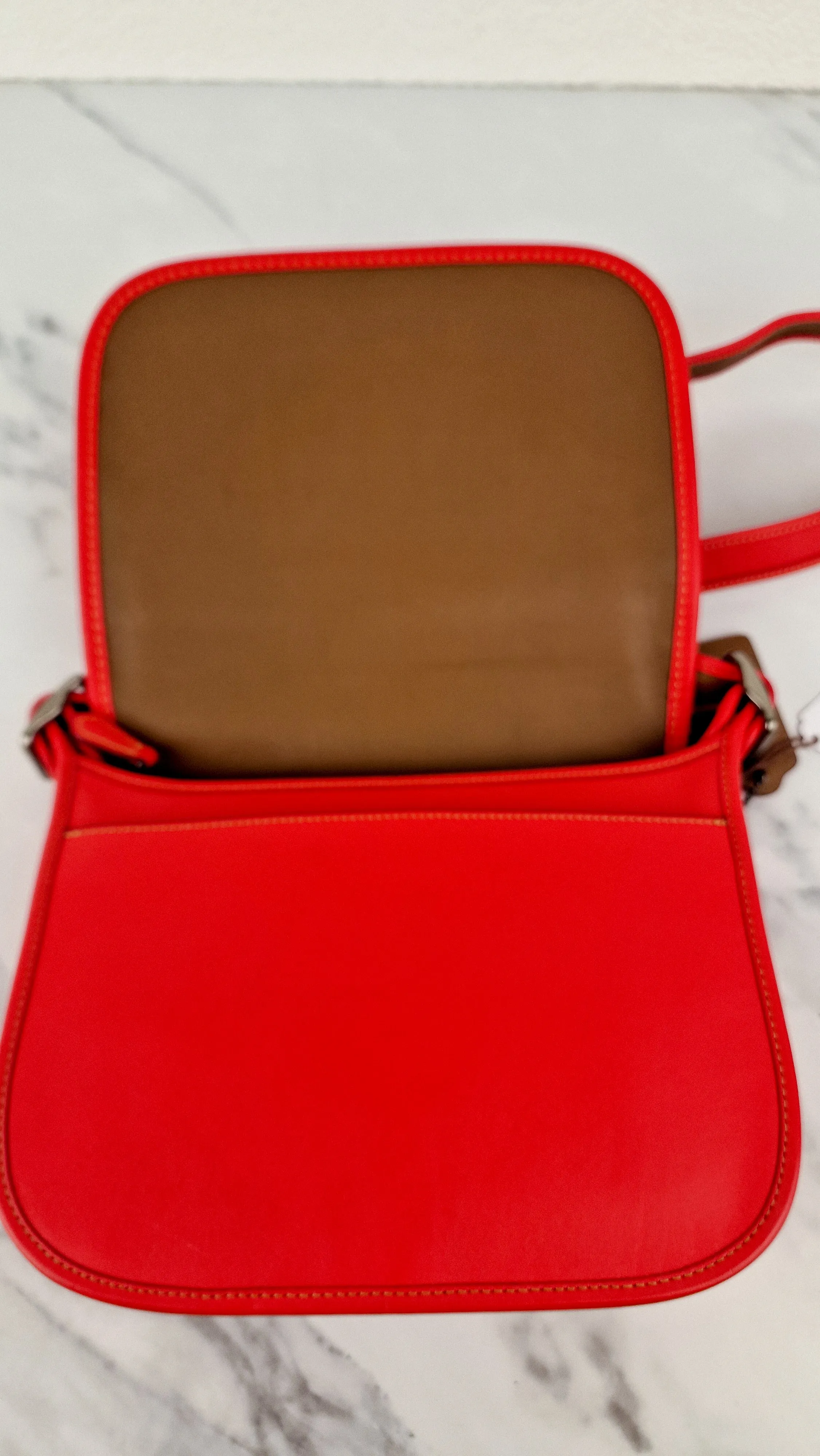 Disney X Coach Patricia Saddle Bag with Motocycle Mickey Mouse in Red Smooth Leather Crossbody Bag - Coach F59359