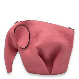 Elephant Crossbody Bag Pink in Calfskin, Silver hardware