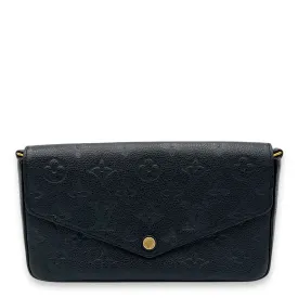 Felicie Wallet On Chain Black in Empreinte Leather, Gold hardware