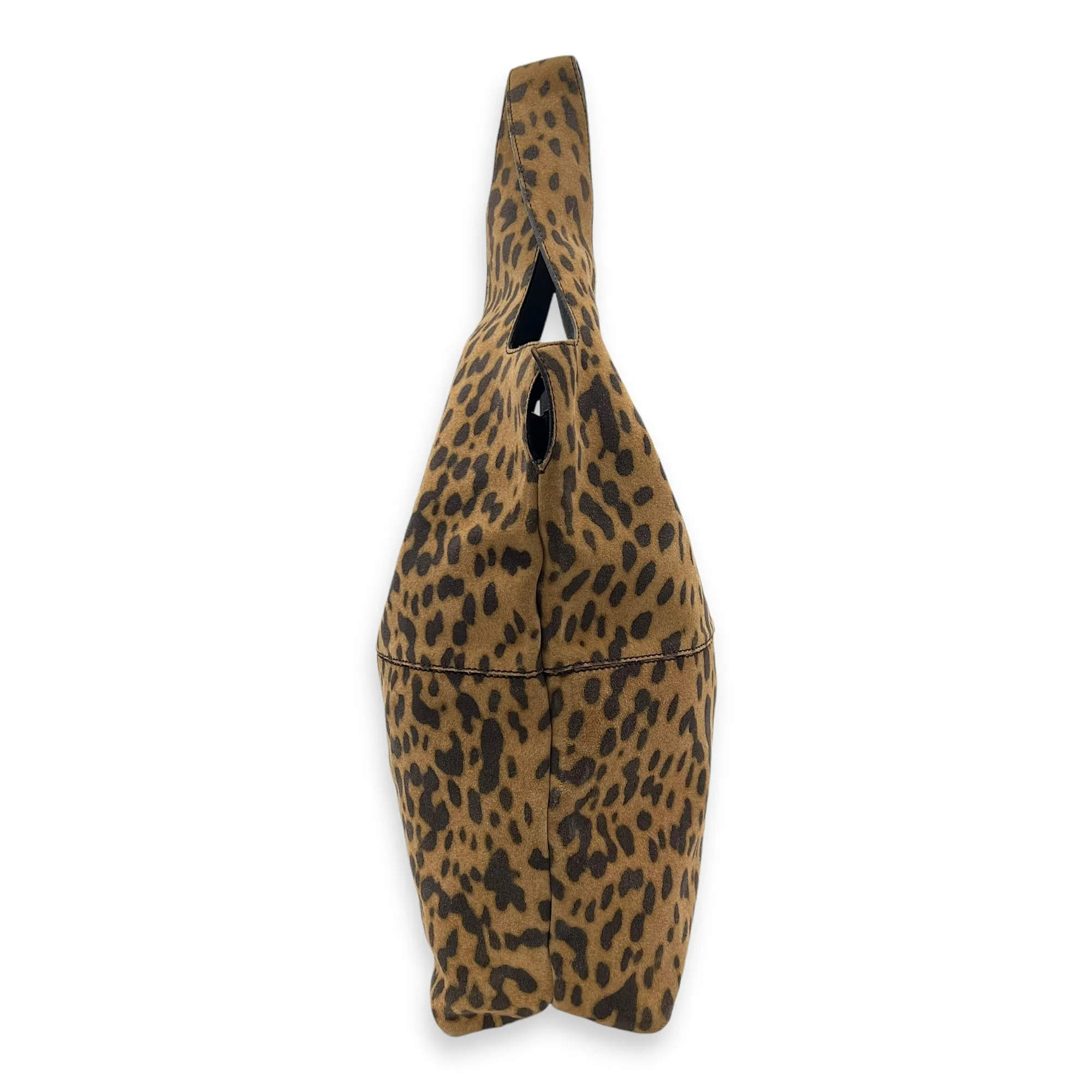 George V Leopard Print Tote Bag in Suede Leather