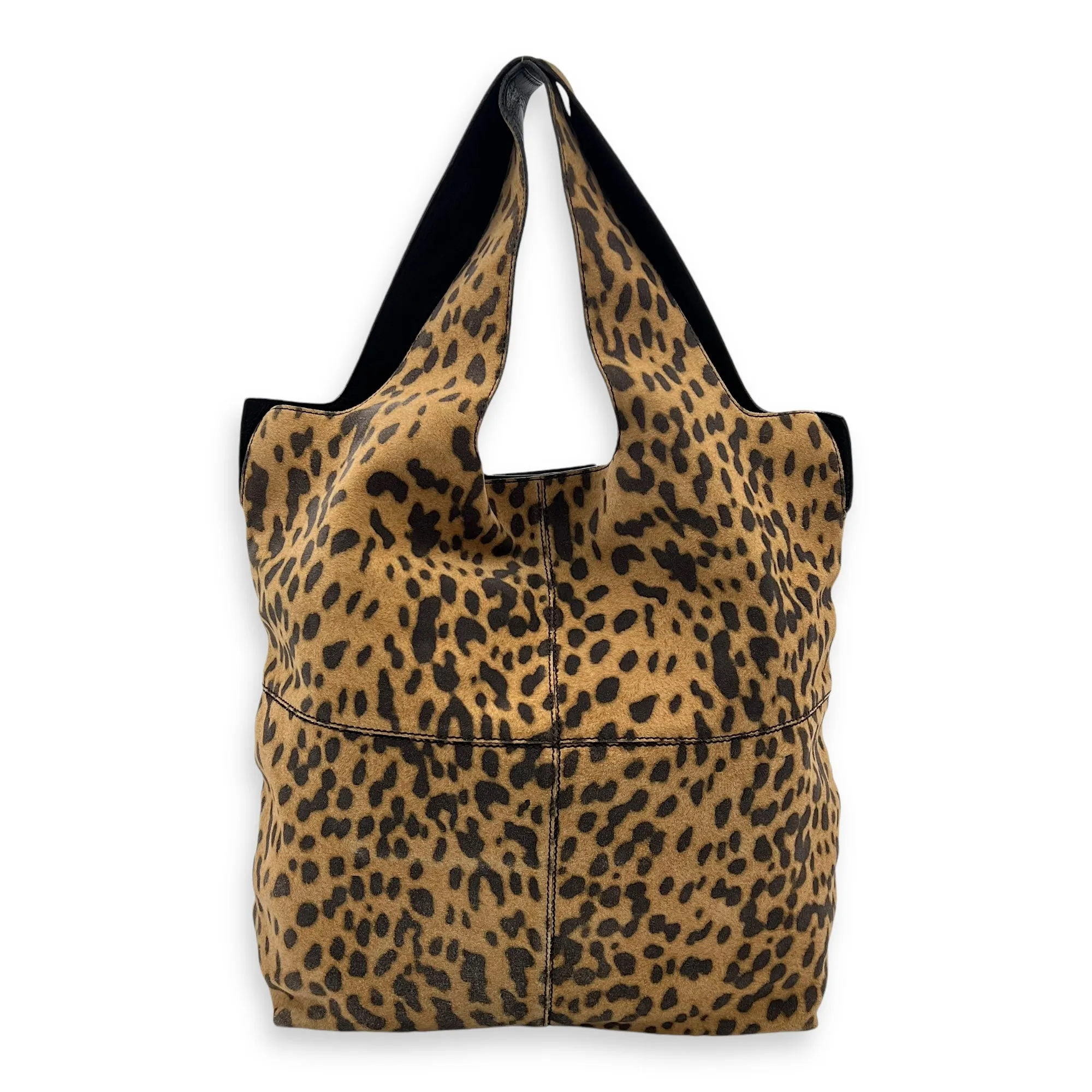 George V Leopard Print Tote Bag in Suede Leather
