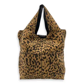 George V Leopard Print Tote Bag in Suede Leather