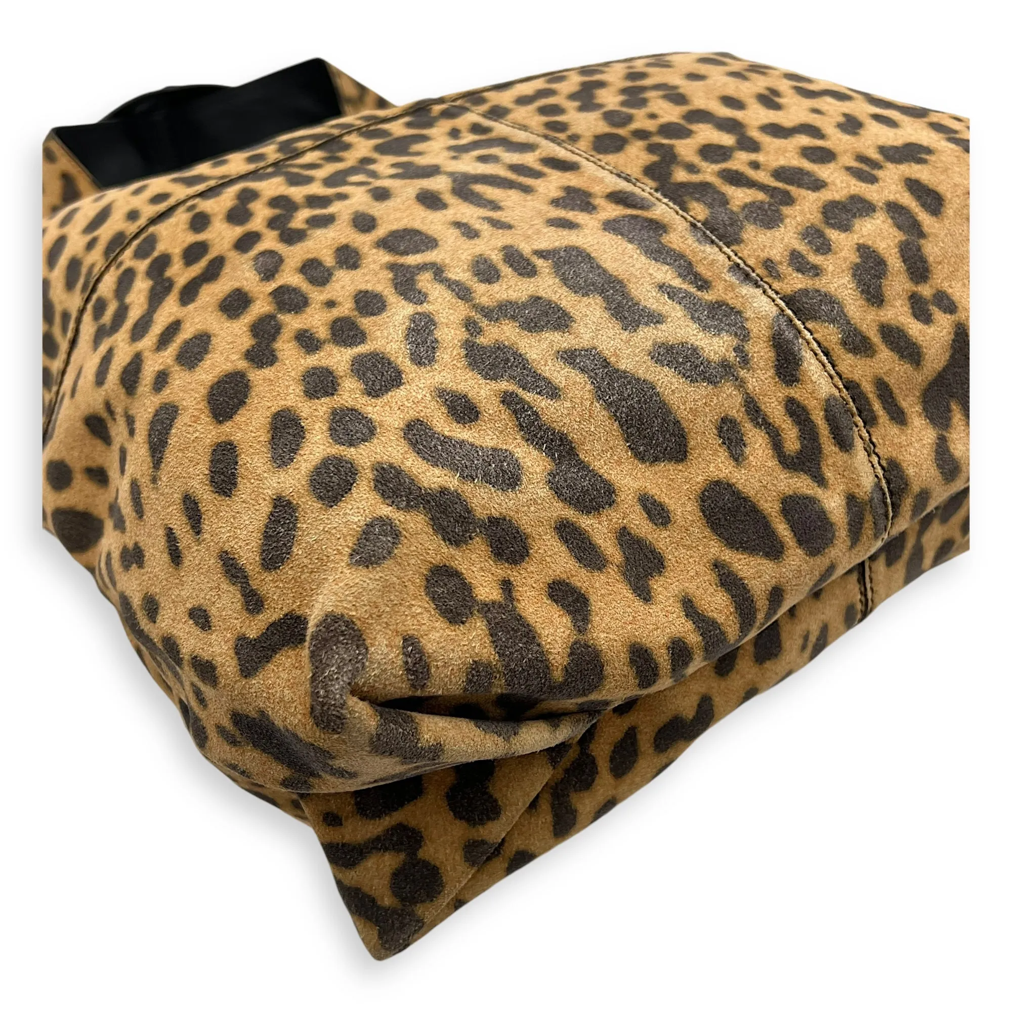George V Leopard Print Tote Bag in Suede Leather