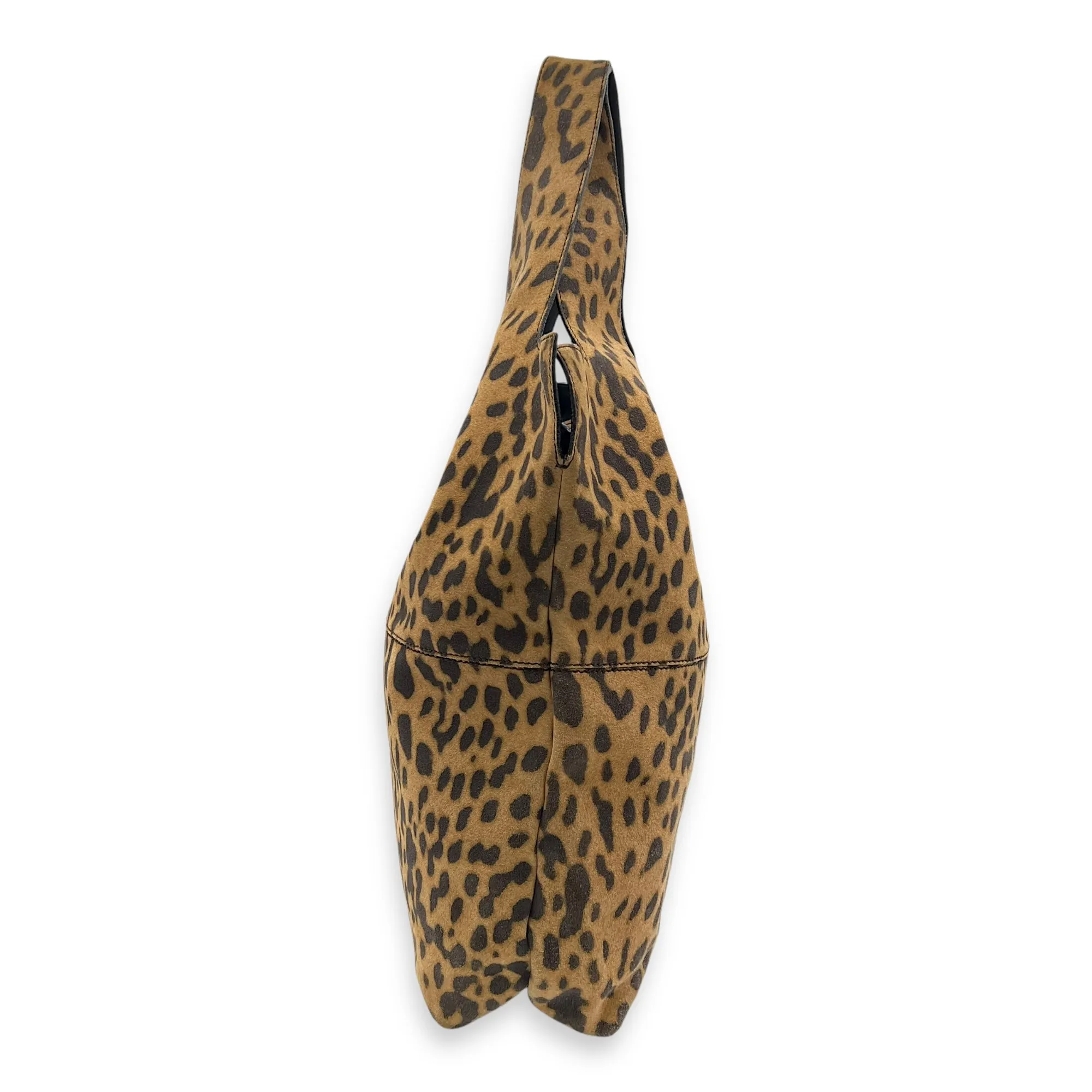 George V Leopard Print Tote Bag in Suede Leather