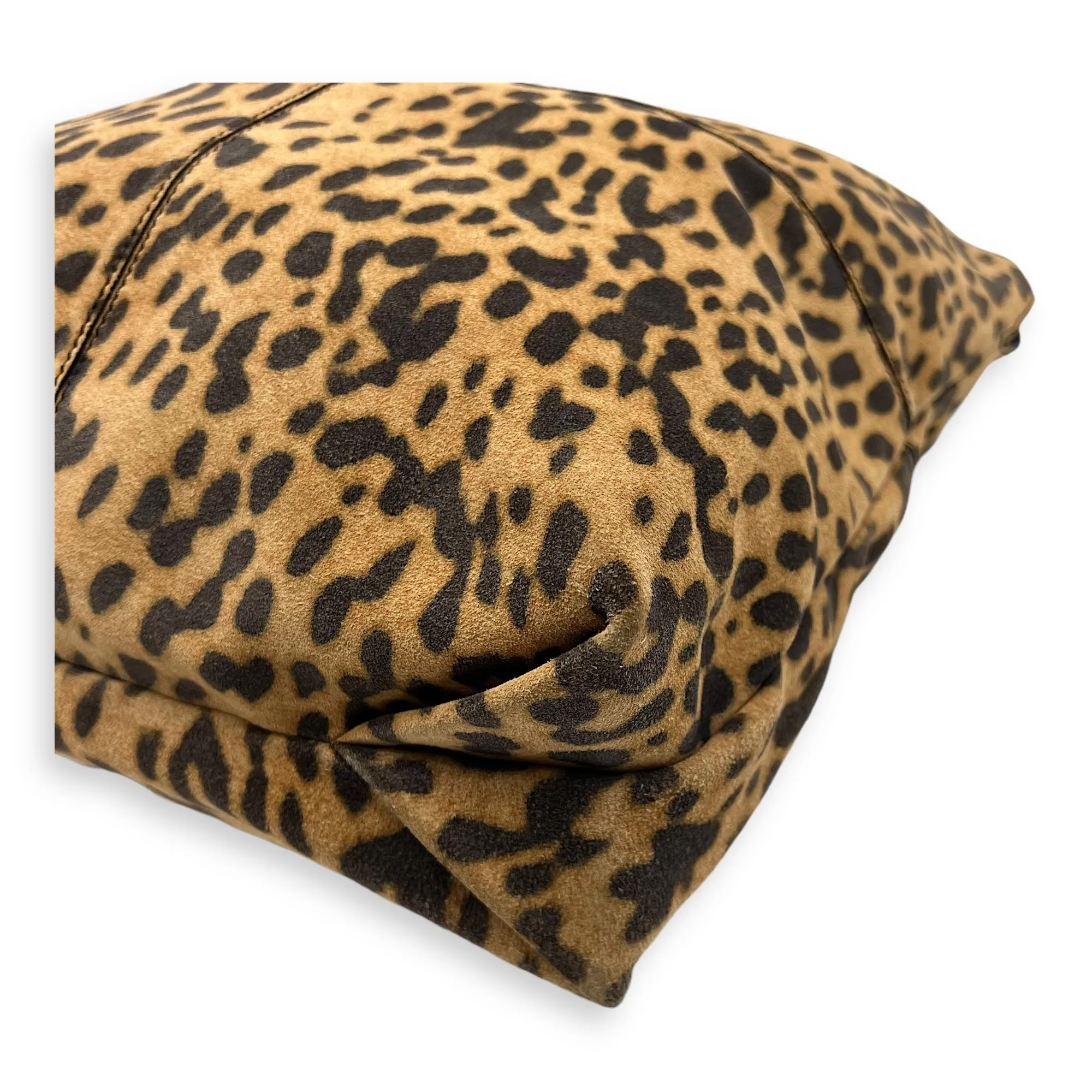 George V Leopard Print Tote Bag in Suede Leather