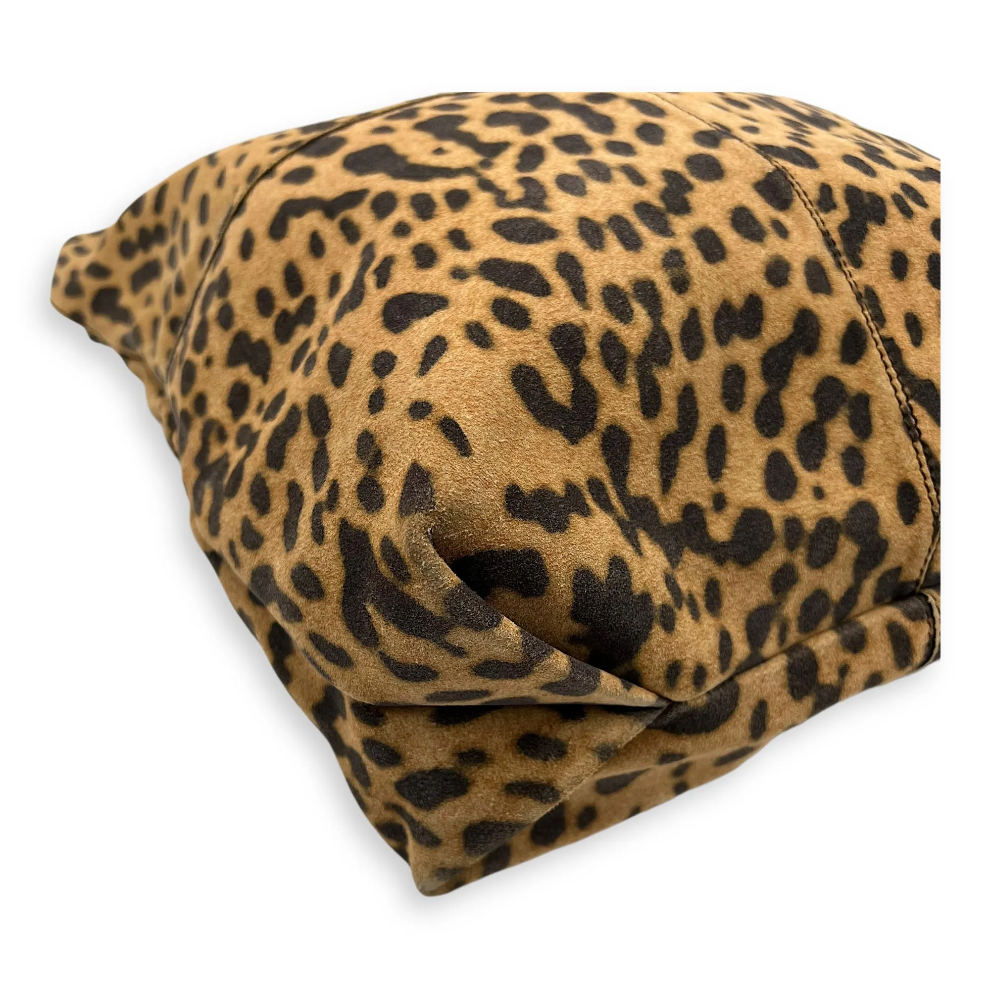 George V Leopard Print Tote Bag in Suede Leather
