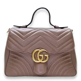 GG Marmont Top Handle Bag Pink in Calfskin, Gold hardware