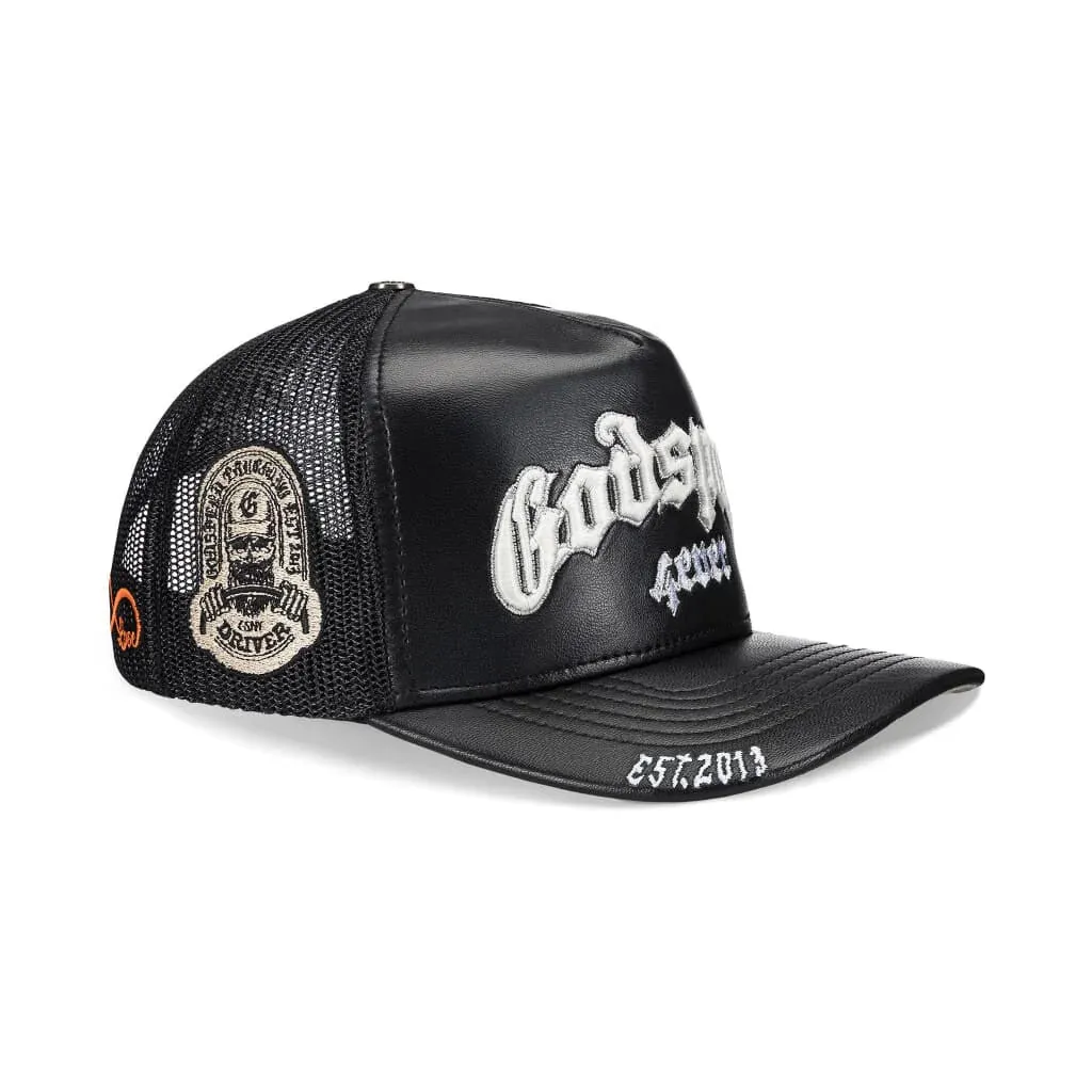 GS Forever Premium Leather Trucker Hat (Black) - GGSFPLTHBLK