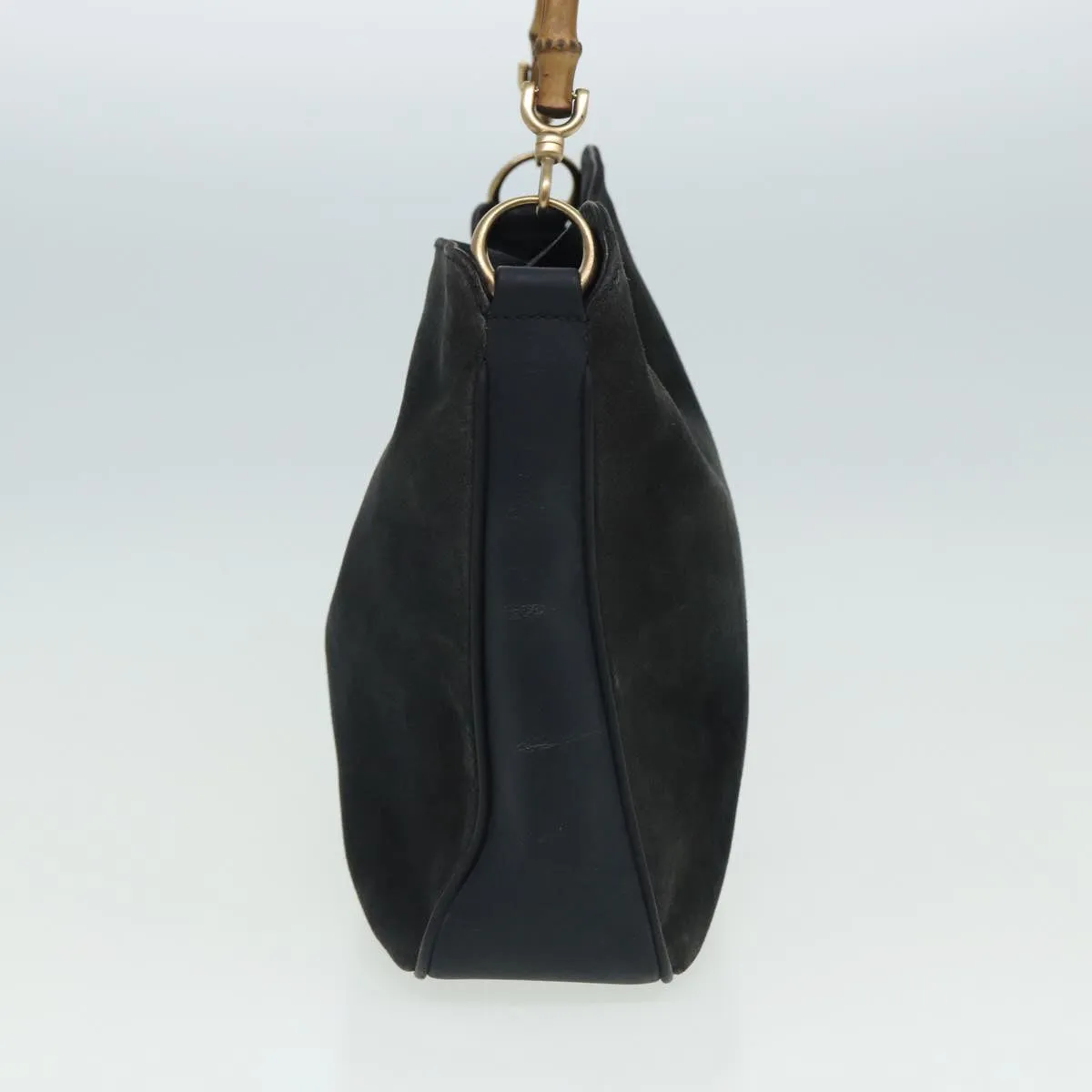 GUCCI Bamboo Shoulder Bag Suede Black 001 1638 2615 80843
