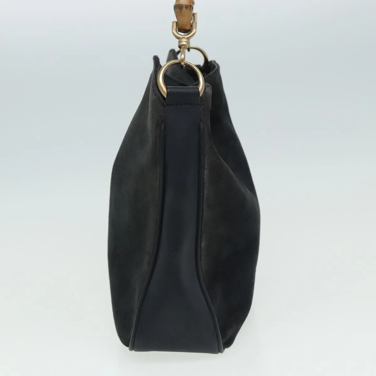 GUCCI Bamboo Shoulder Bag Suede Black 001 1638 2615 80843