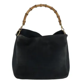 GUCCI Bamboo Shoulder Bag Suede Black 001 1638 2615 80843