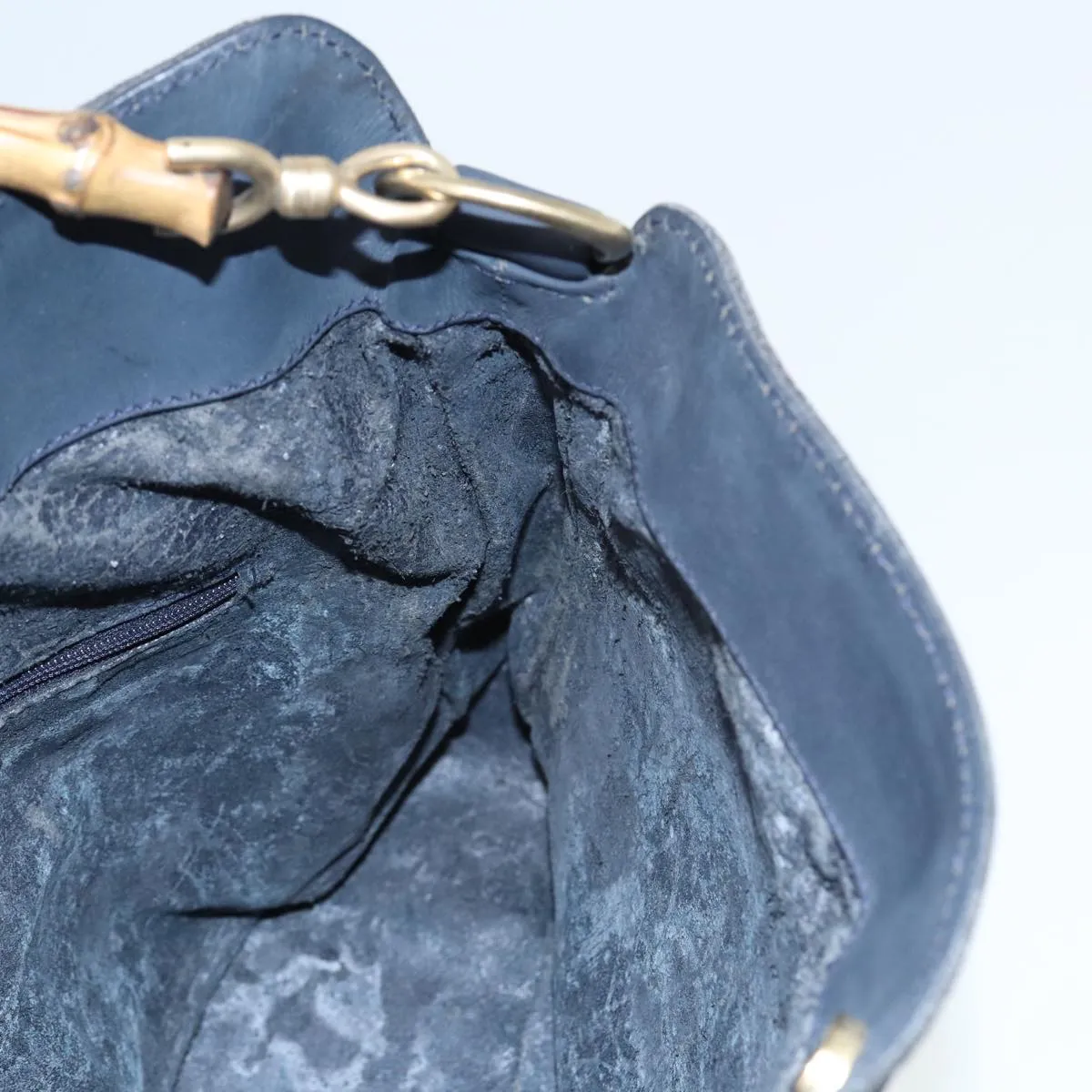 GUCCI Bamboo Shoulder Bag Suede Black 001 1638 2615 80843