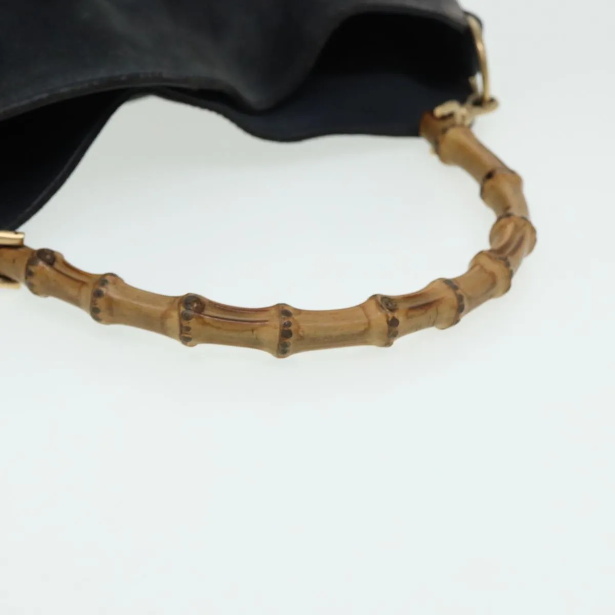 GUCCI Bamboo Shoulder Bag Suede Black 001 1638 2615 80843