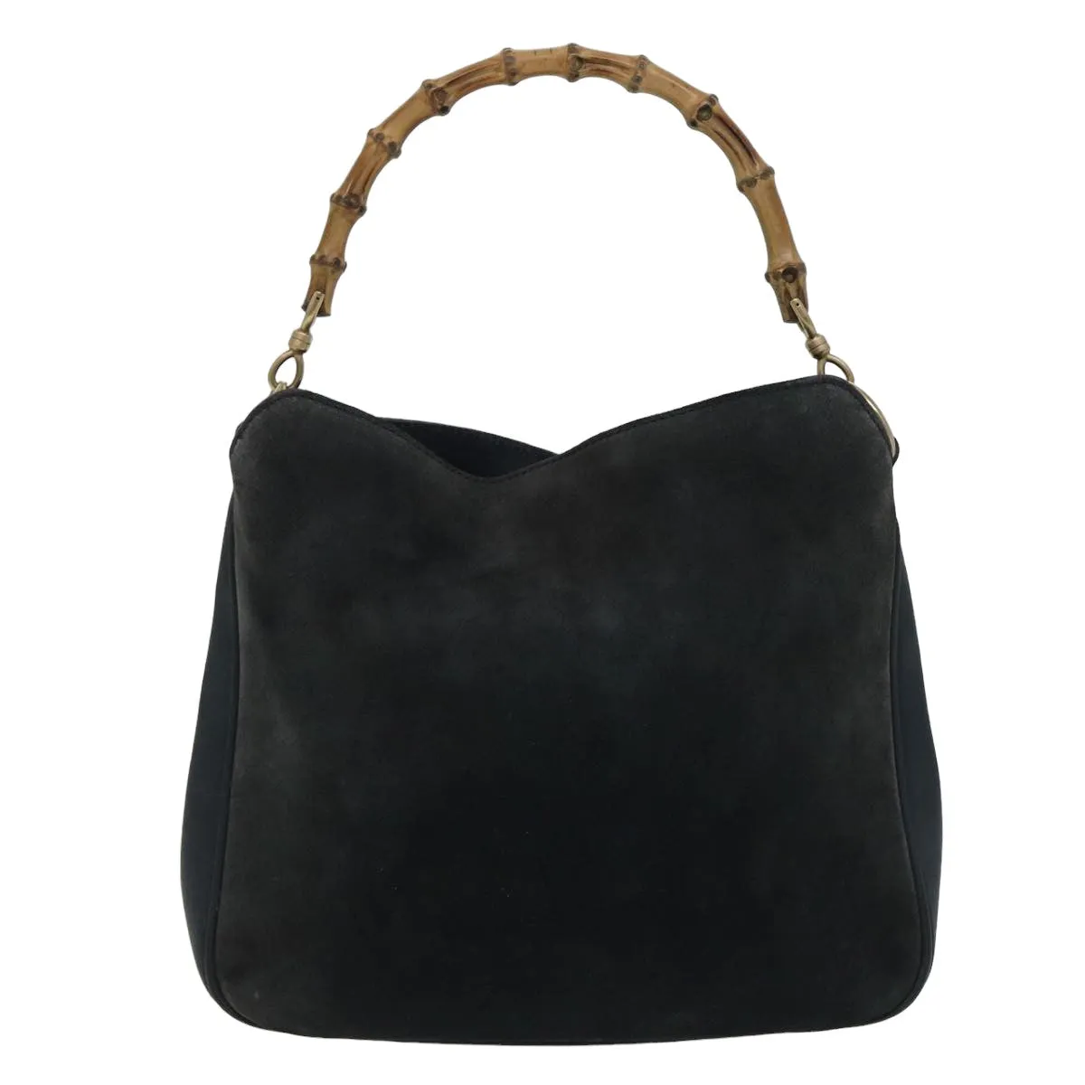 GUCCI Bamboo Shoulder Bag Suede Black 001 1638 2615 80843