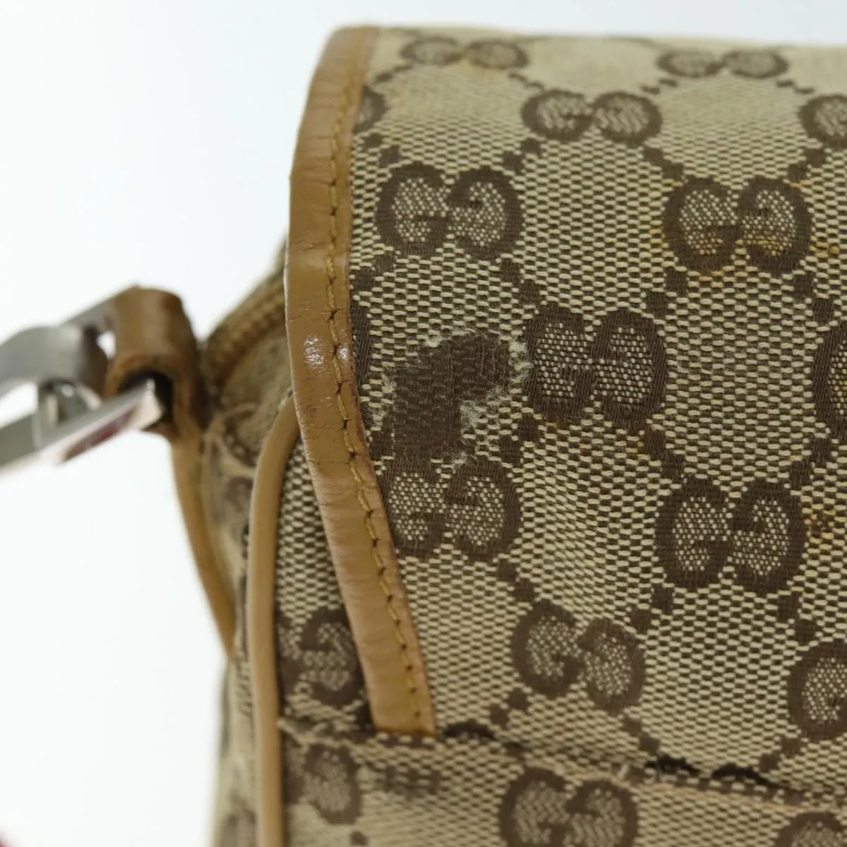 GUCCI GG Canvas Sherry Line Shoulder Bag Red Beige Brown 019 0375 75108