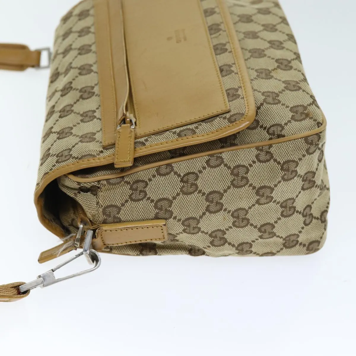 GUCCI GG Canvas Sherry Line Shoulder Bag Red Beige Brown 019 0375 75108