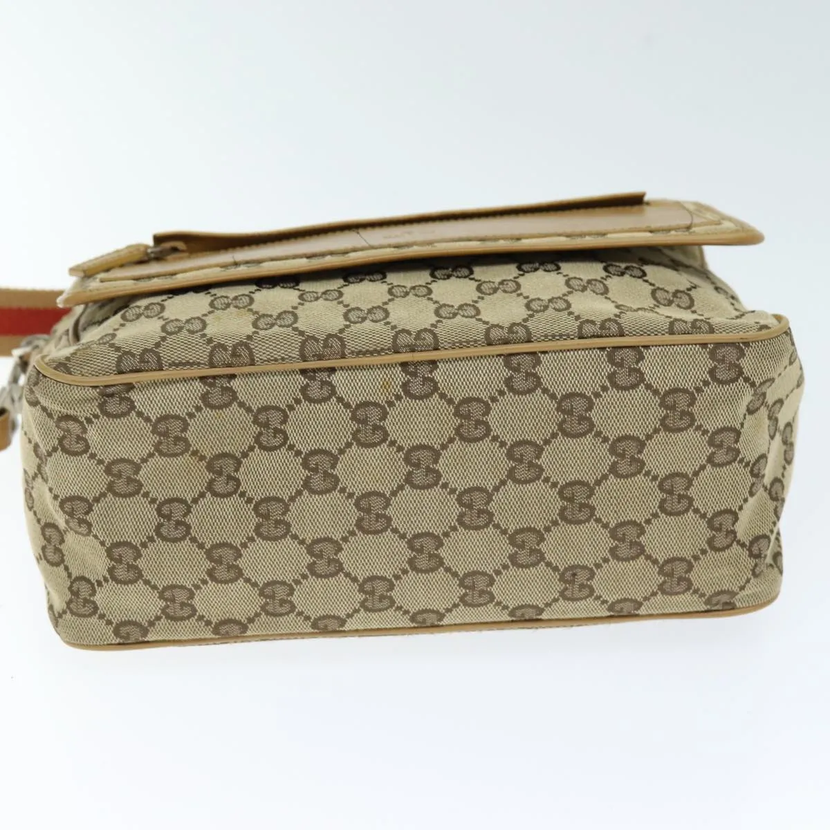 GUCCI GG Canvas Sherry Line Shoulder Bag Red Beige Brown 019 0375 75108