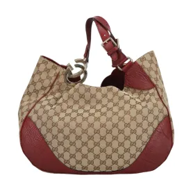 GUCCI GG Canvas Shoulder Bag Beige Bordeaux Gold 203504 98813