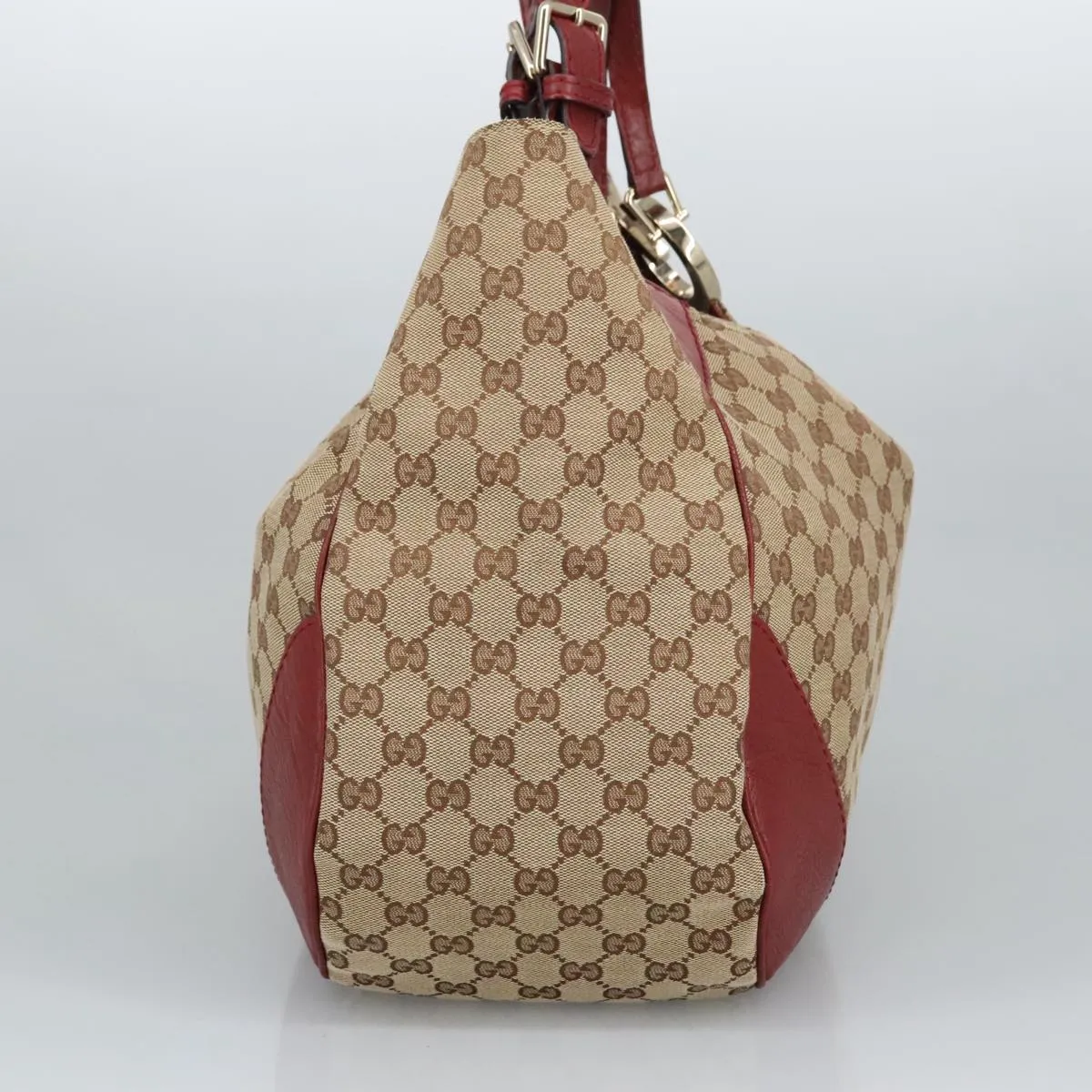 GUCCI GG Canvas Shoulder Bag Beige Bordeaux Gold 203504 98813