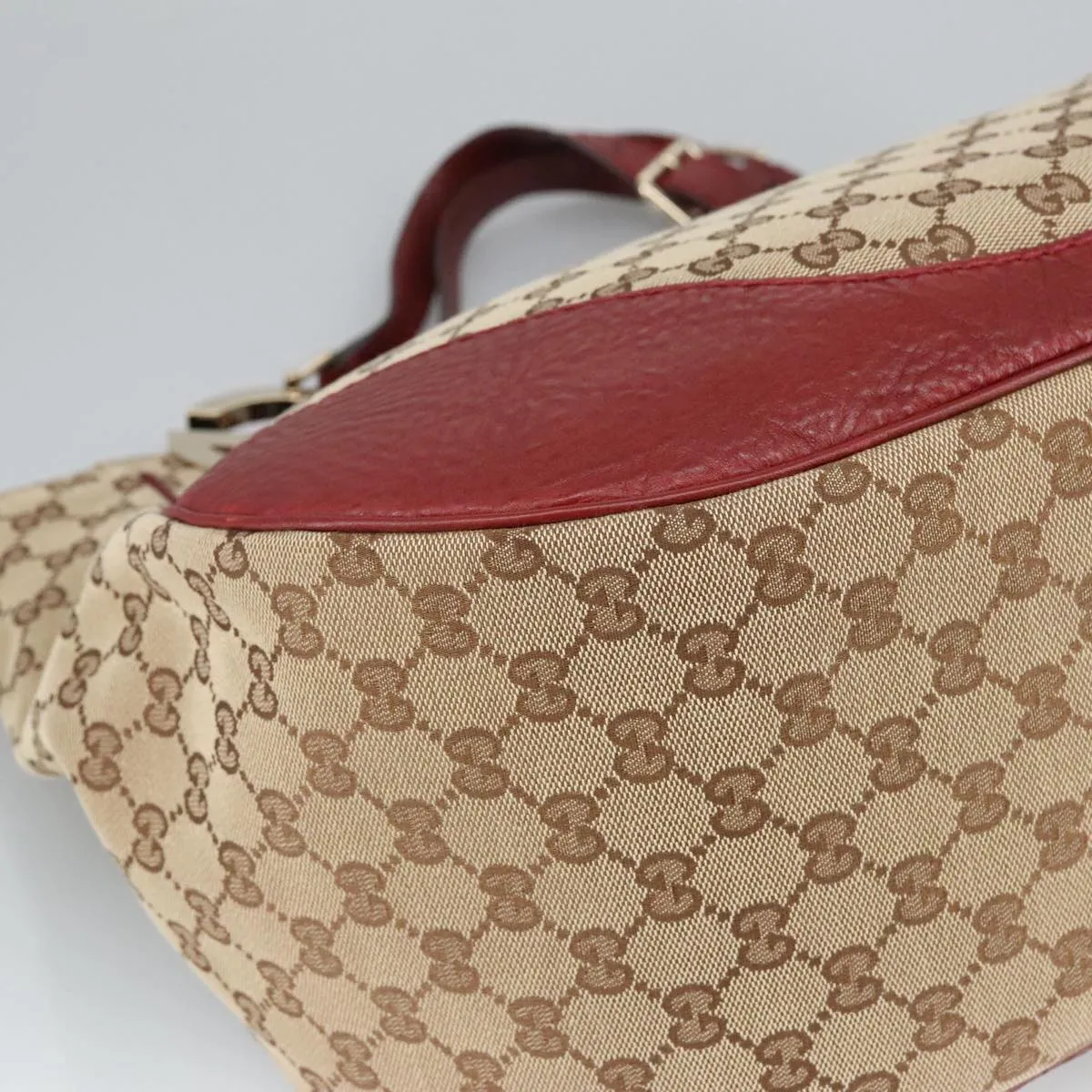 GUCCI GG Canvas Shoulder Bag Beige Bordeaux Gold 203504 98813
