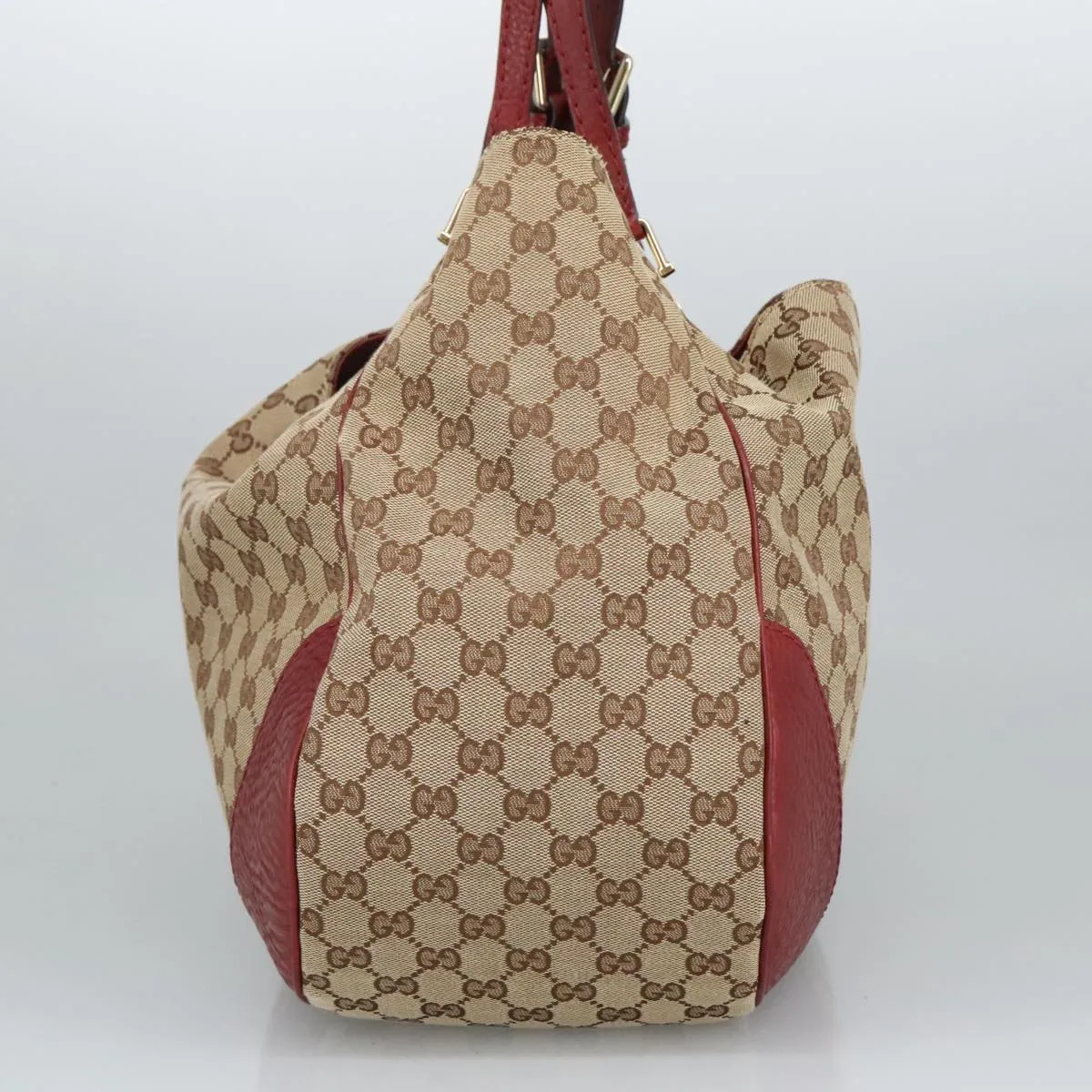 GUCCI GG Canvas Shoulder Bag Beige Bordeaux Gold 203504 98813