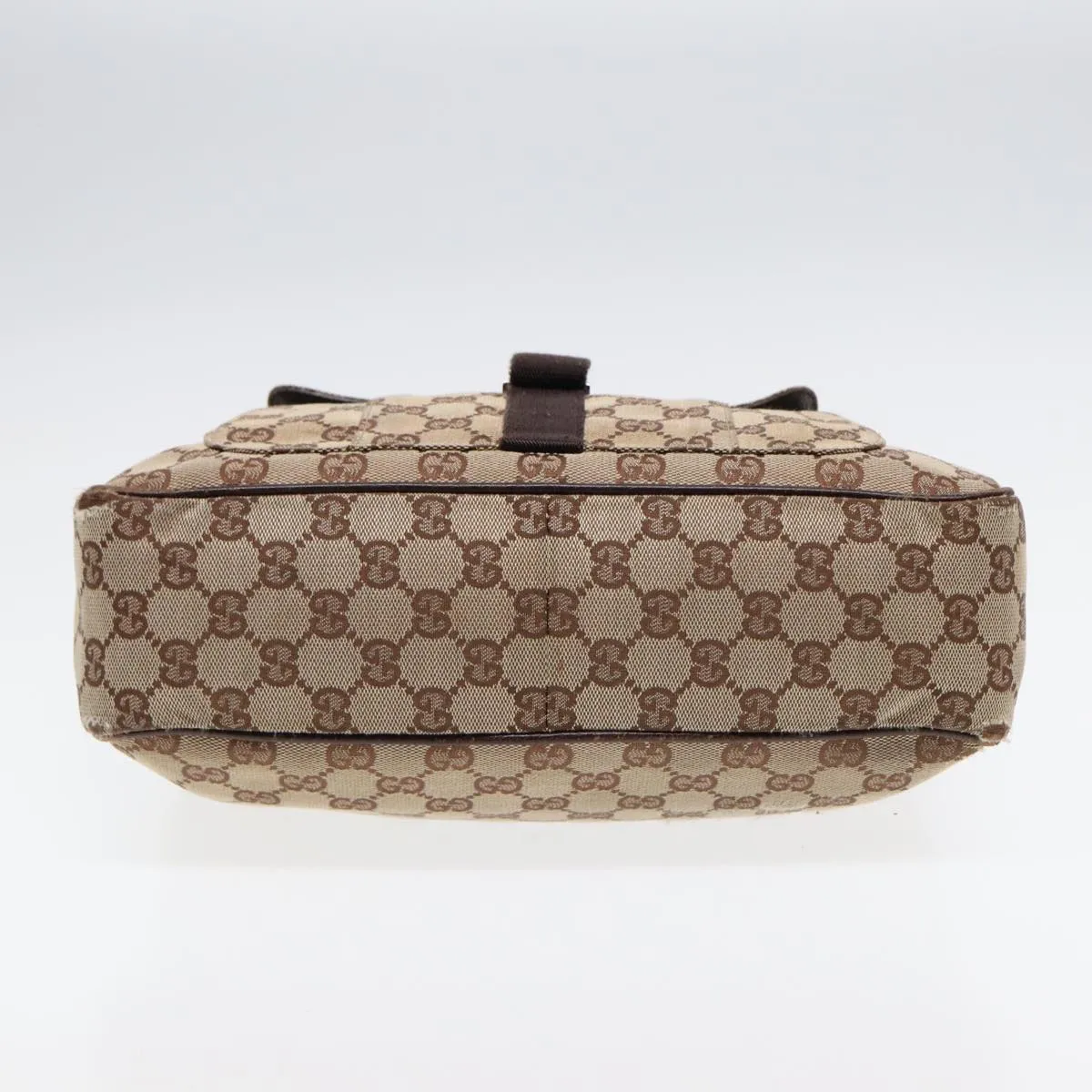 GUCCI GG Canvas Shoulder Bag Beige Brown Silver 131211 86557