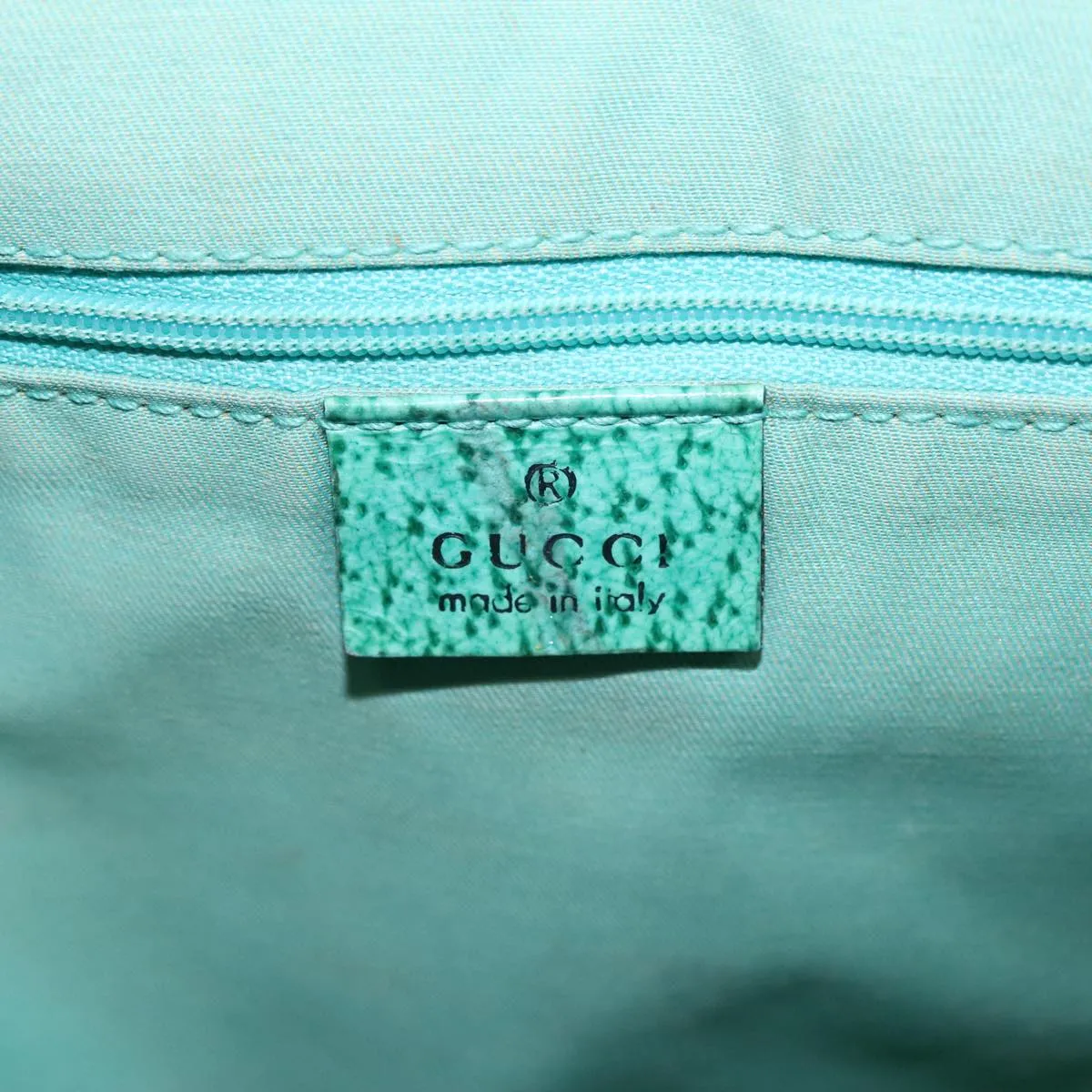 GUCCI GG Canvas Shoulder Bag Beige Silver Green 113013 96980