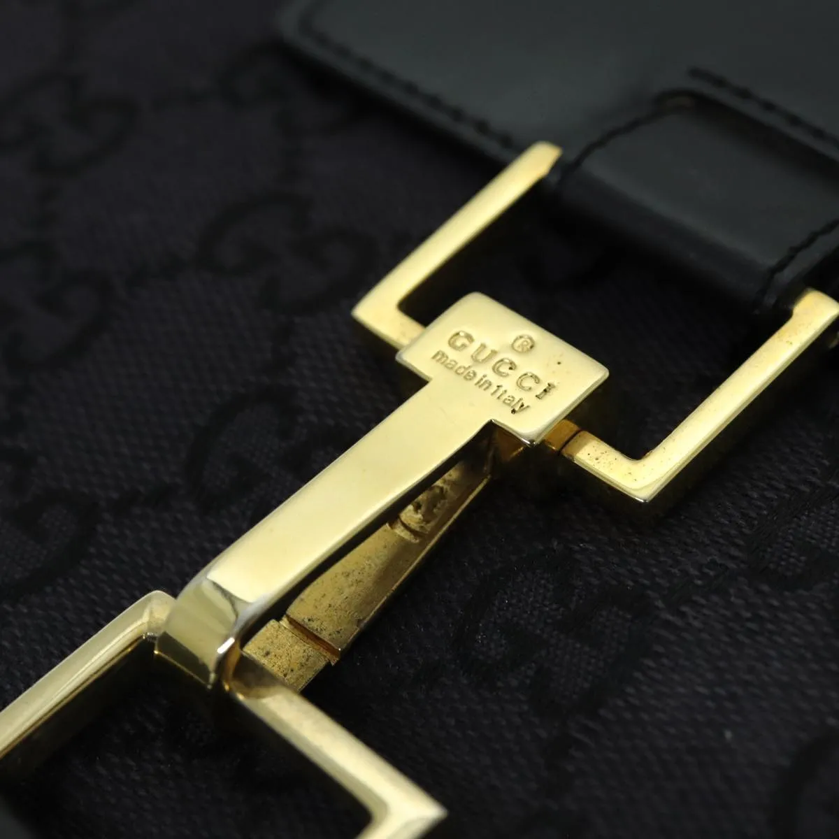 GUCCI GG Canvas Shoulder Bag Black White 001 4094 75600