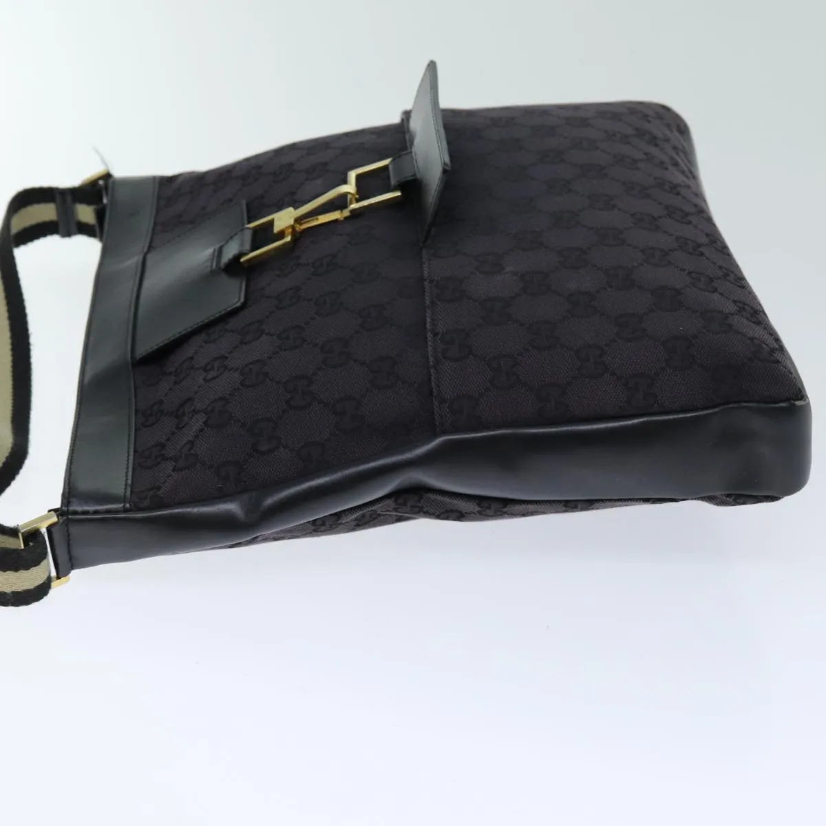 GUCCI GG Canvas Shoulder Bag Black White 001 4094 75600