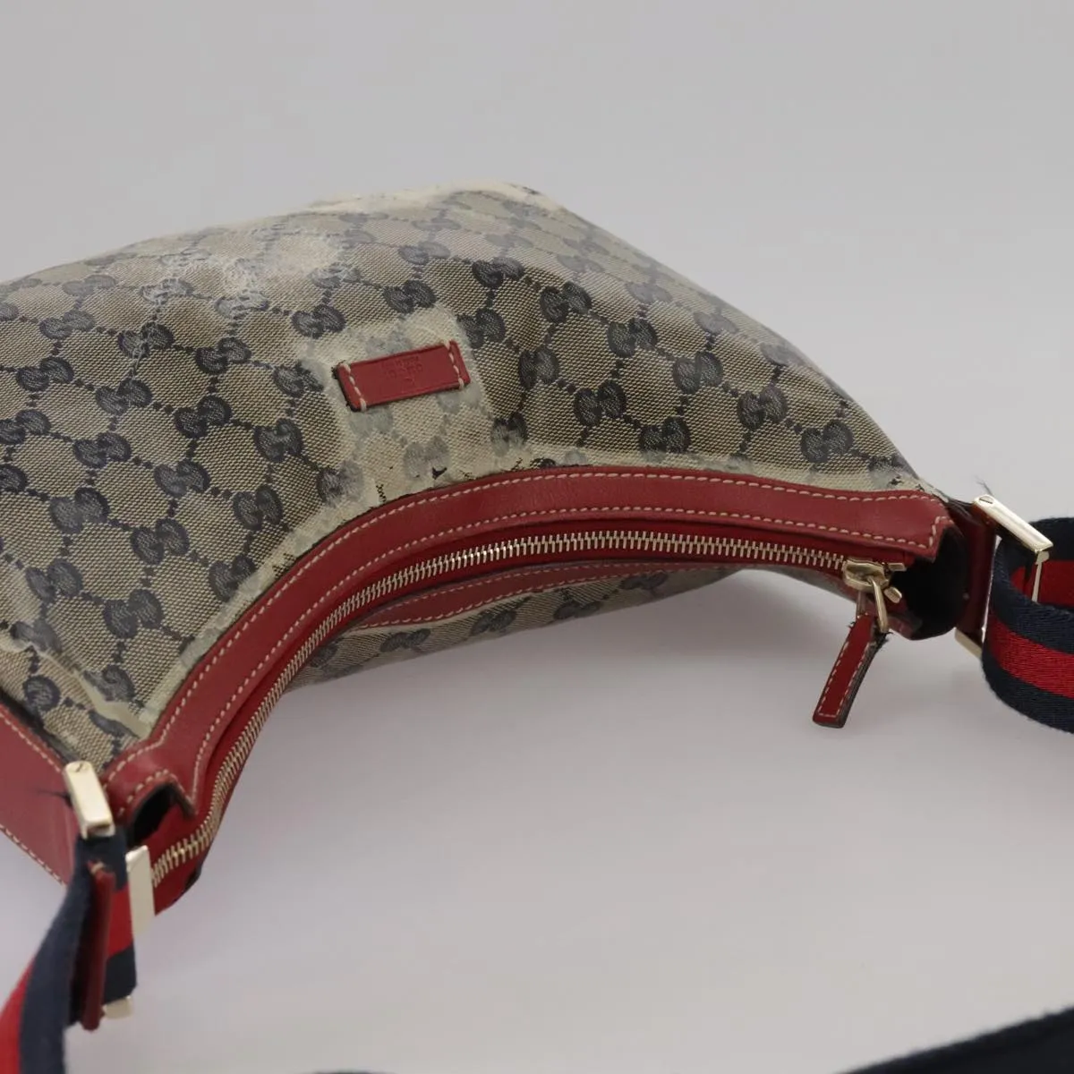 GUCCI GG Crystal Sherry Line Shoulder Bag Red Navy gold 181092 106238