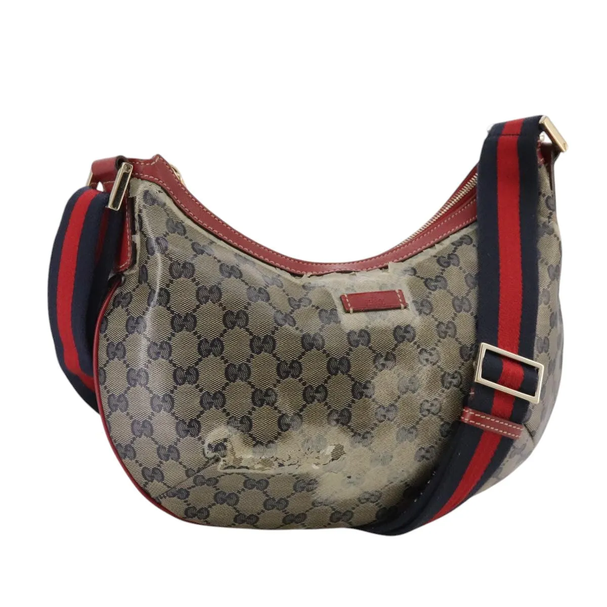 GUCCI GG Crystal Sherry Line Shoulder Bag Red Navy gold 181092 106238