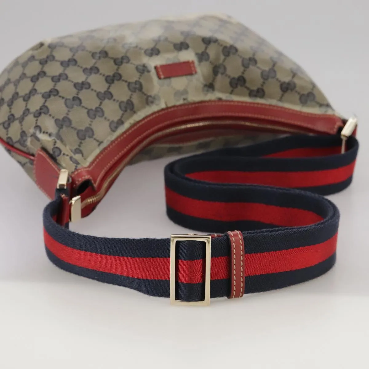 GUCCI GG Crystal Sherry Line Shoulder Bag Red Navy gold 181092 106238