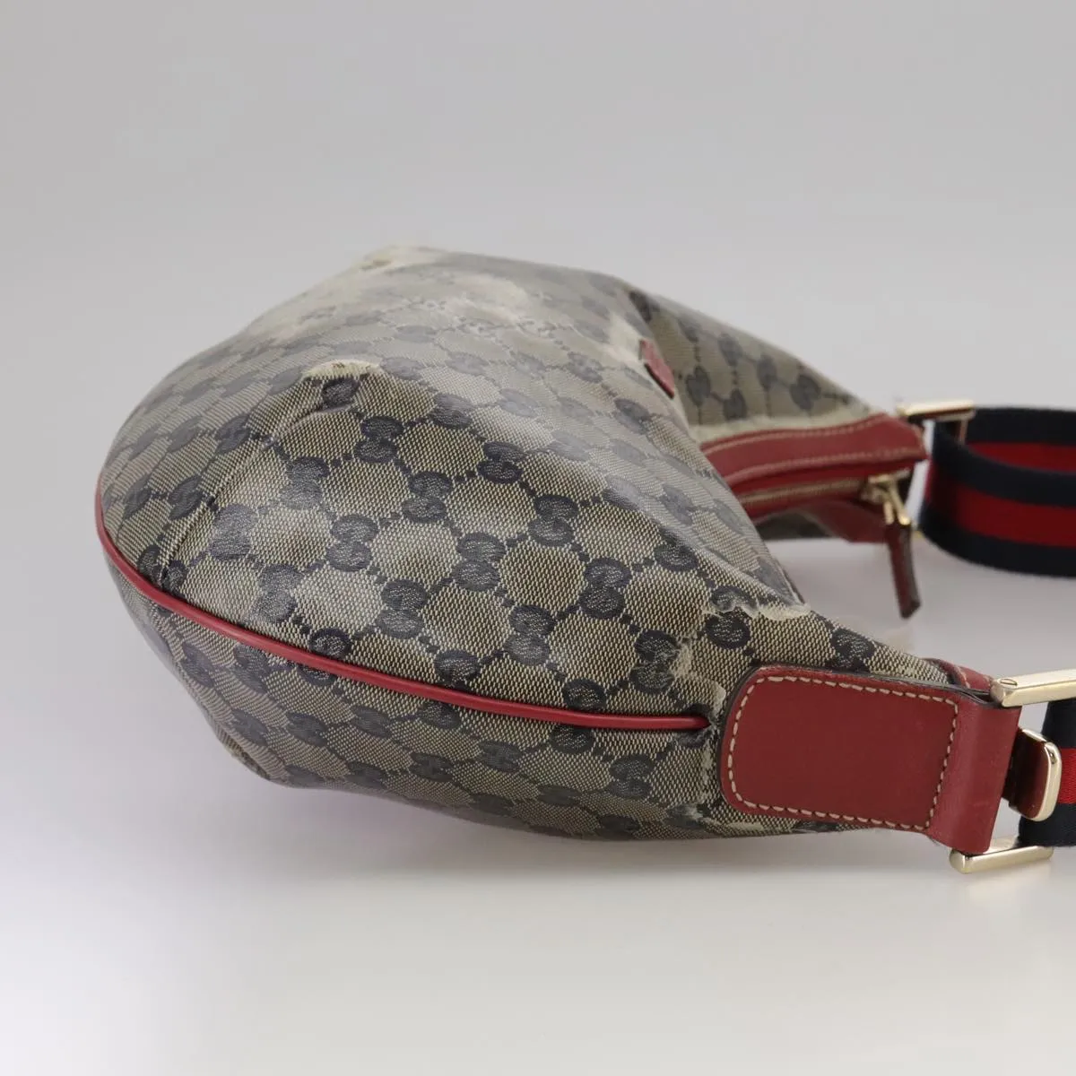 GUCCI GG Crystal Sherry Line Shoulder Bag Red Navy gold 181092 106238