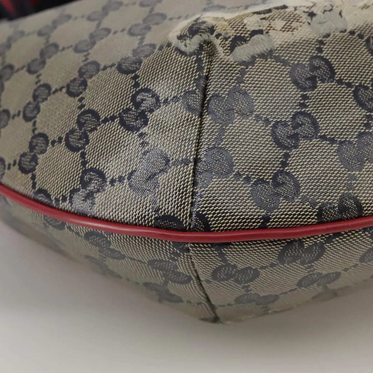 GUCCI GG Crystal Sherry Line Shoulder Bag Red Navy gold 181092 106238